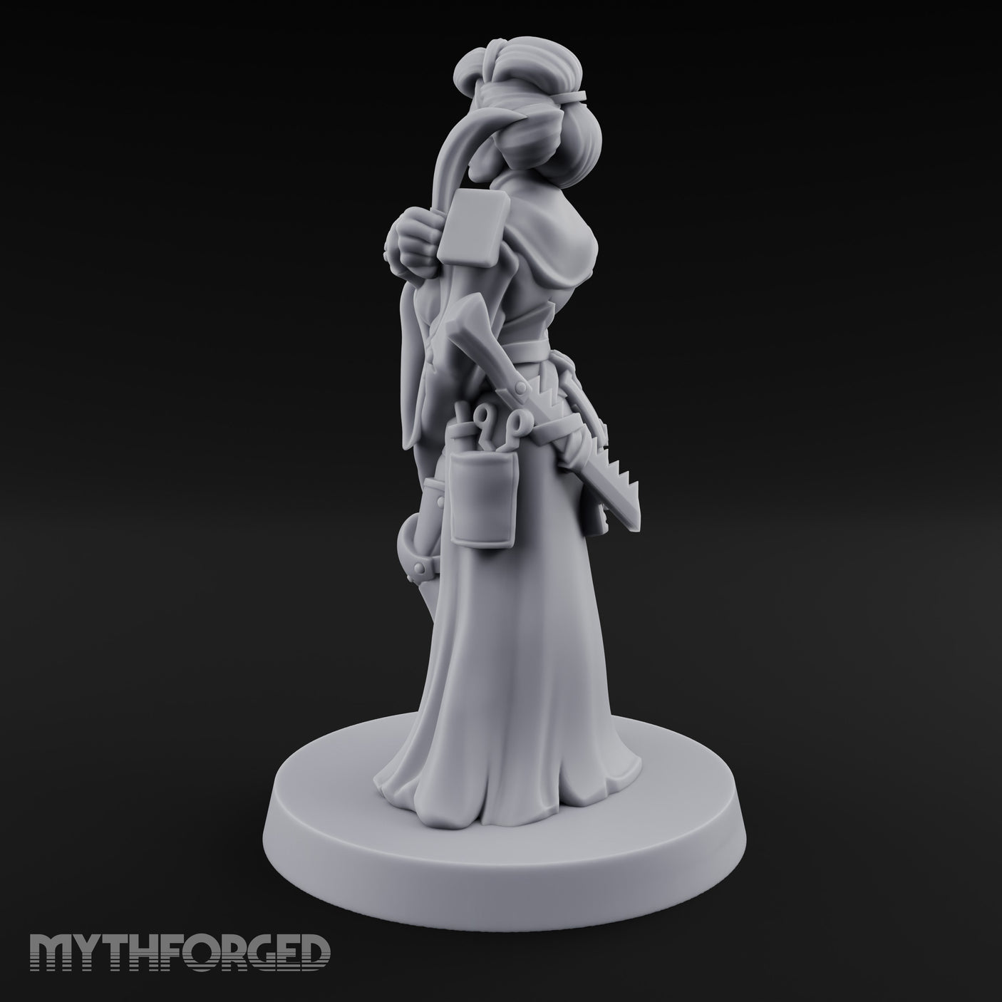 Staff Clutching Eyes Closed Human Shogunate Medic Miniature for Dungeons and Dragons, Pathfinder or other TTRPGs