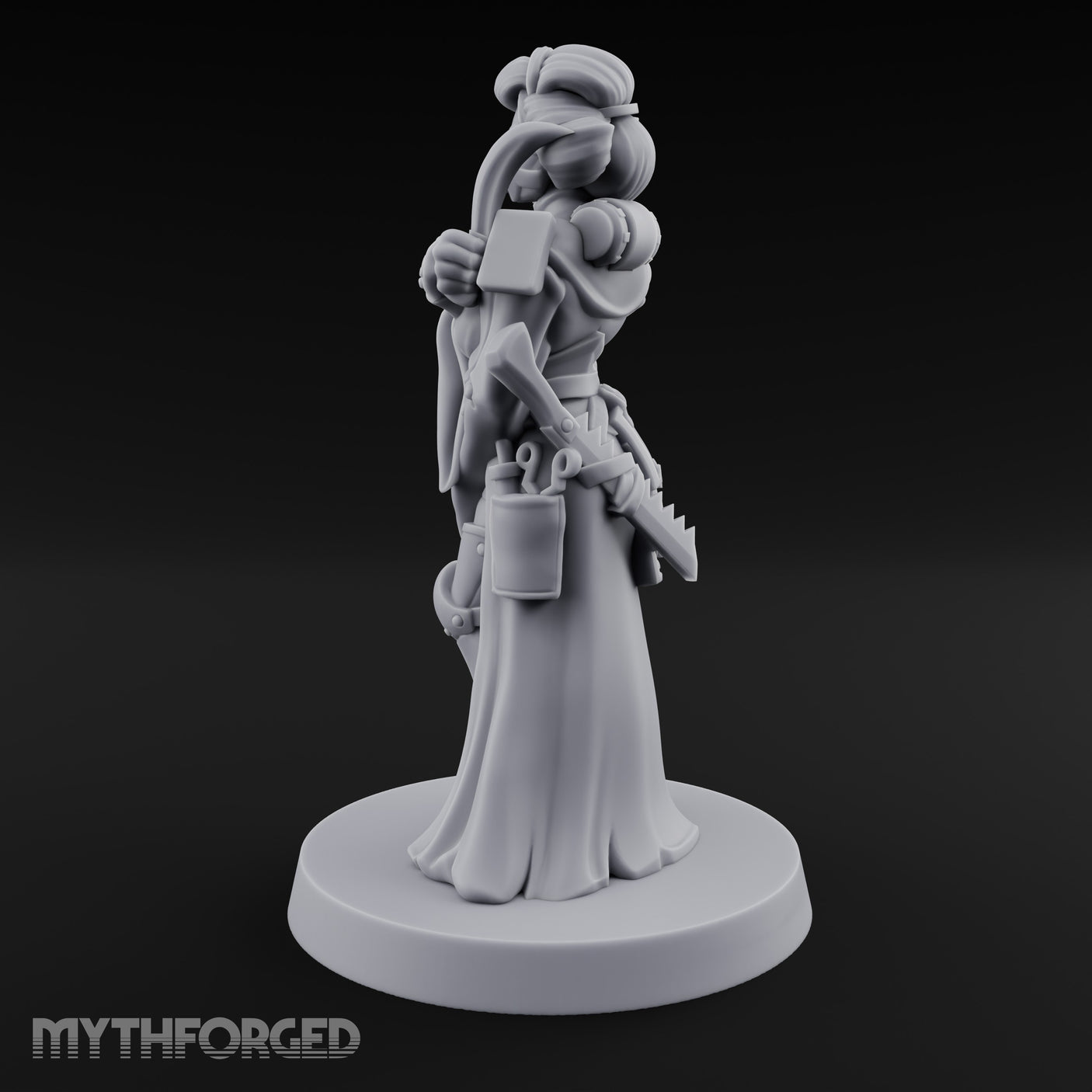 Staff Clutching Eyes Closed Human Shogunate Medic Miniature for Dungeons and Dragons, Pathfinder or other TTRPGs