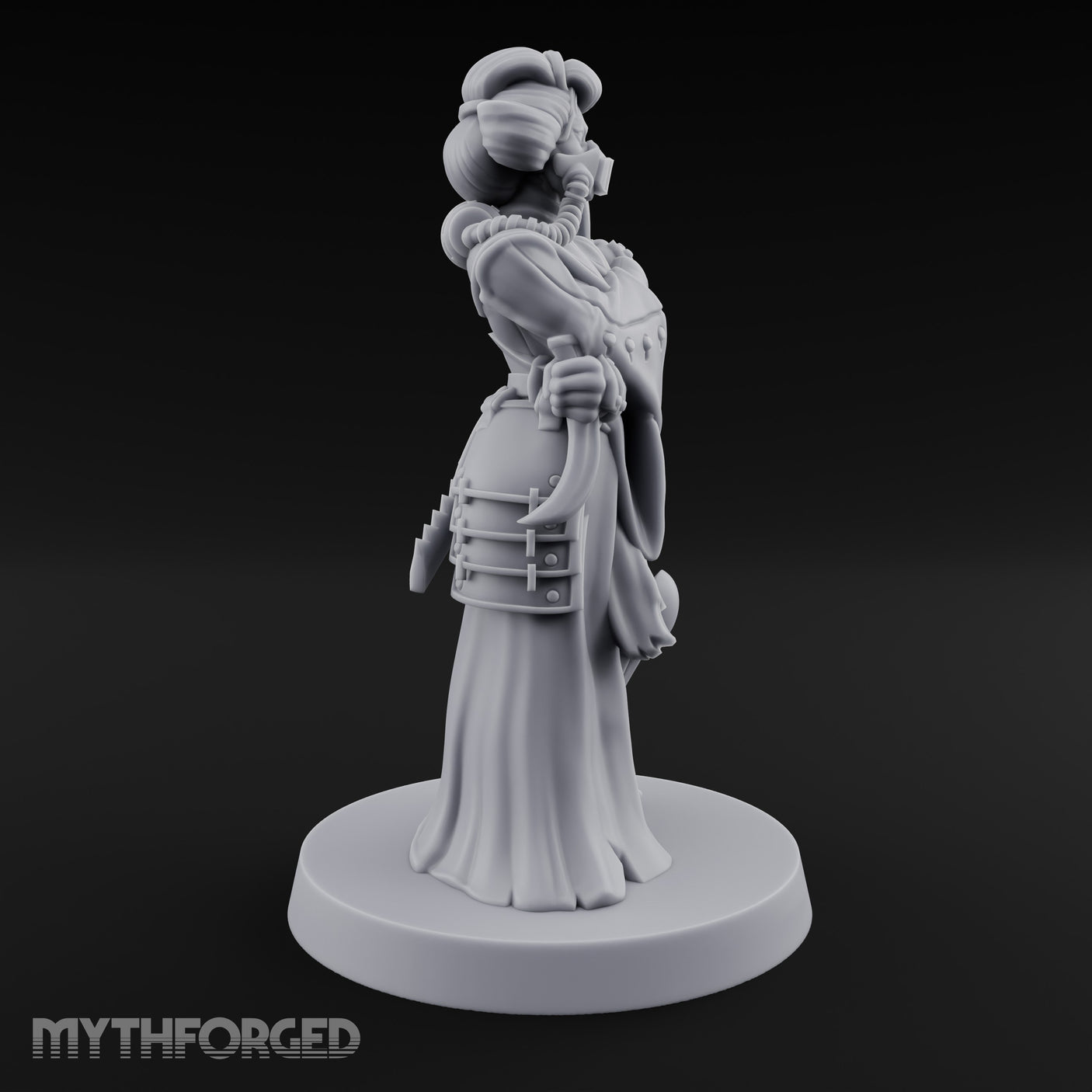 Staff Clutching Eyes Closed Human Shogunate Medic Miniature for Dungeons and Dragons, Pathfinder or other TTRPGs