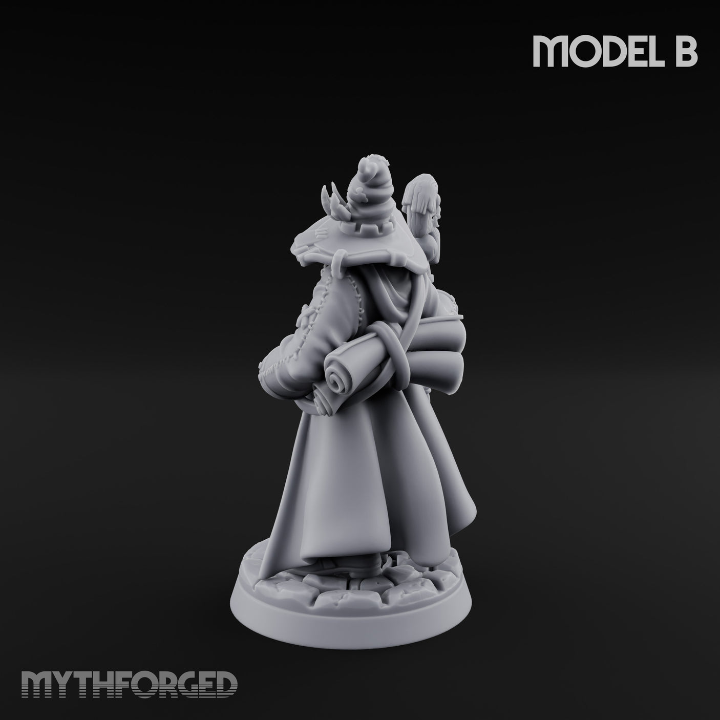 Staff Clutching Spell Casting Human Wizard B Miniature for Dungeons and Dragons, Pathfinder or other TTRPGs