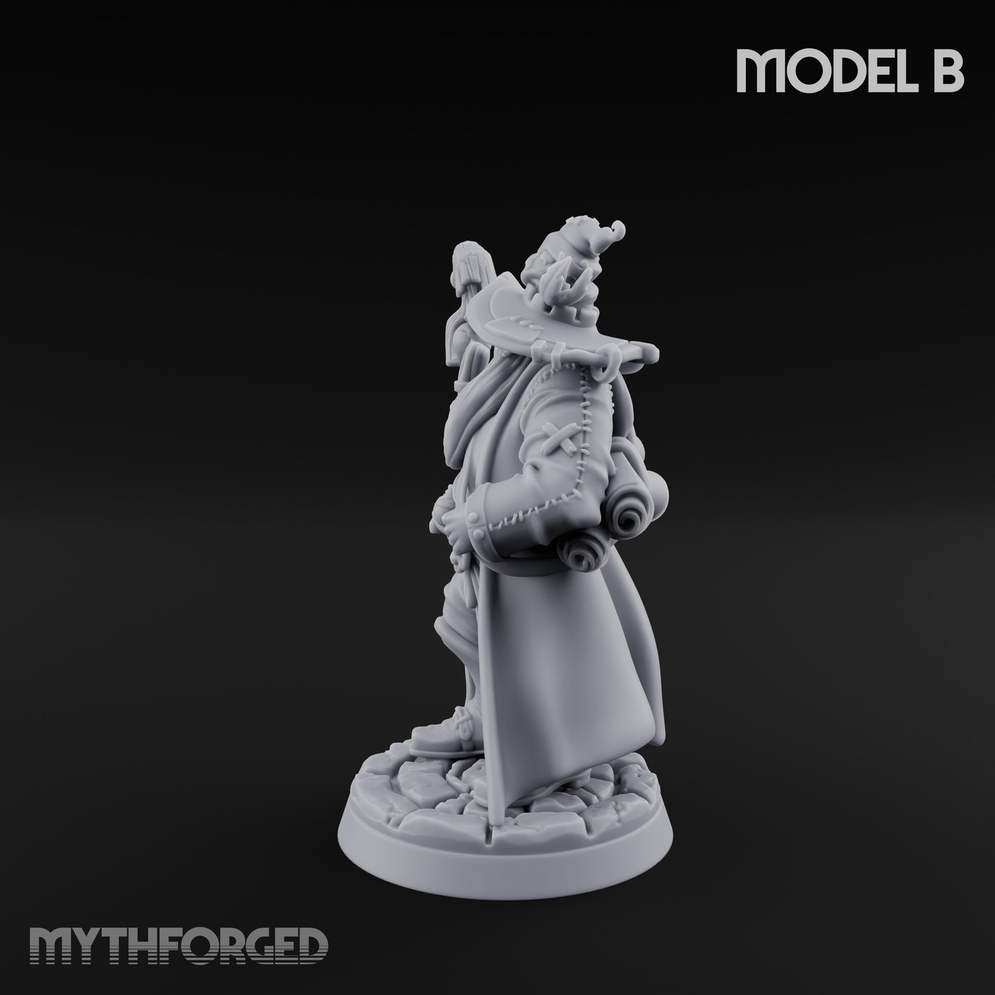 Staff Clutching Spell Casting Human Wizard B Miniature for Dungeons and Dragons, Pathfinder or other TTRPGs