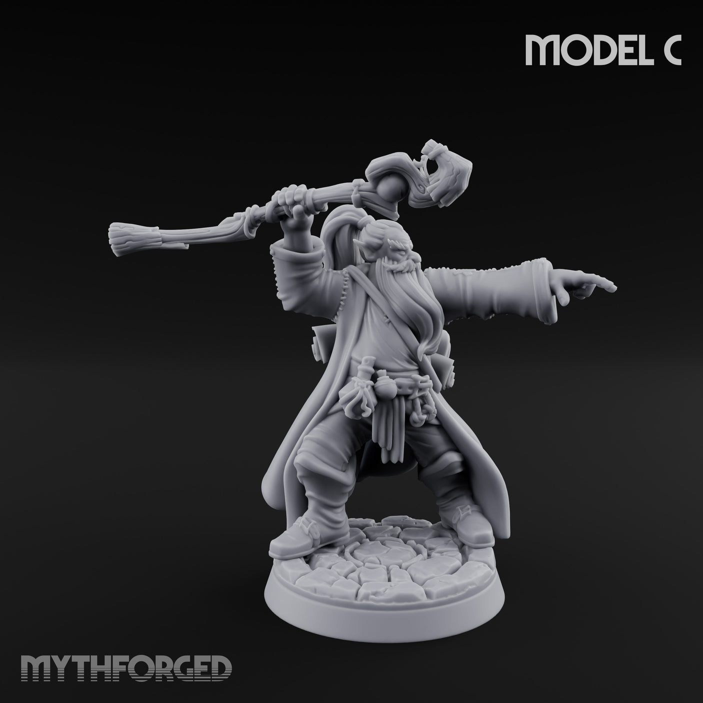 Staff Clutching Spell Casting Human Wizard C Miniature for Dungeons and Dragons, Pathfinder or other TTRPGs
