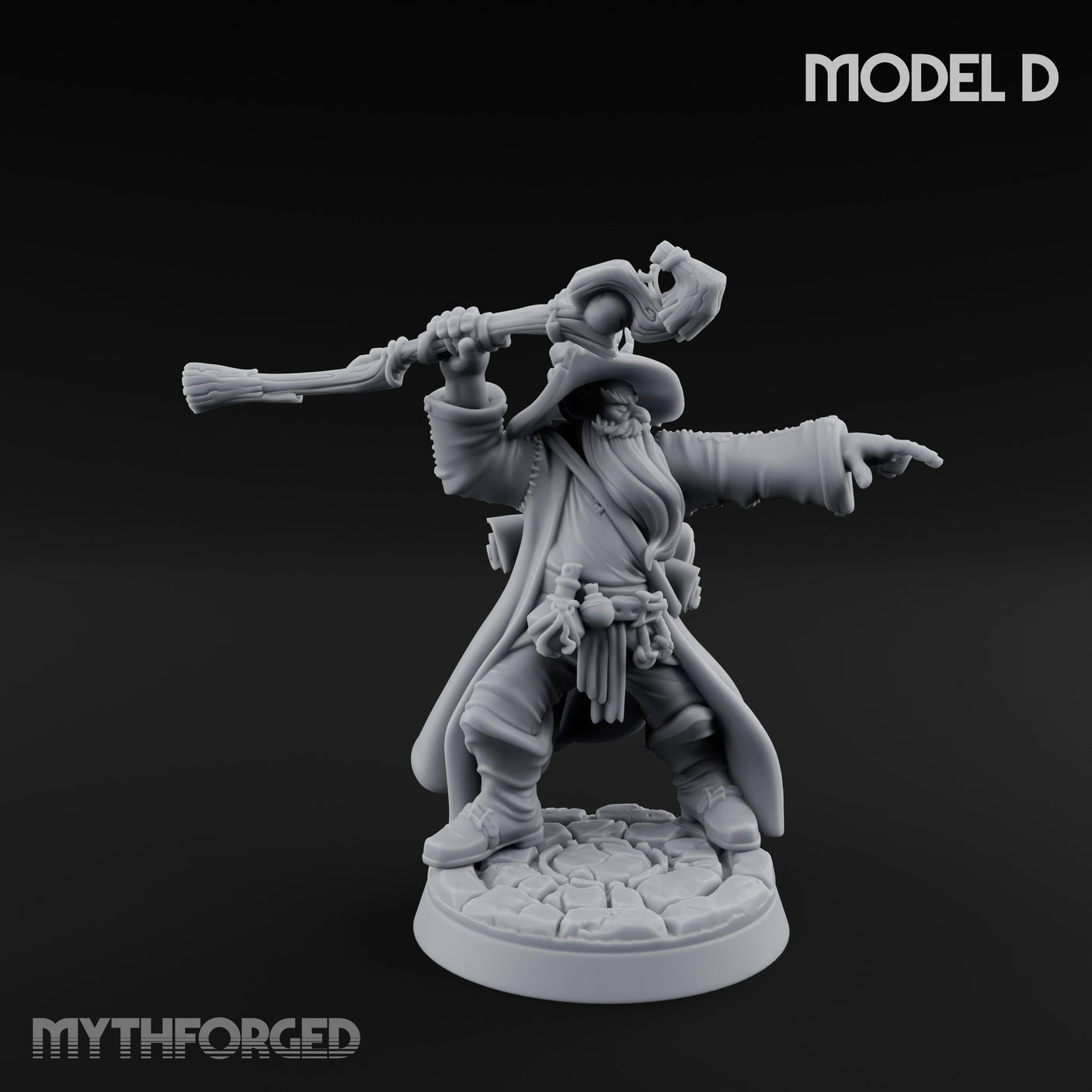 Staff Clutching Spell Casting Human Wizard D Miniature for Dungeons and Dragons, Pathfinder or other TTRPGs