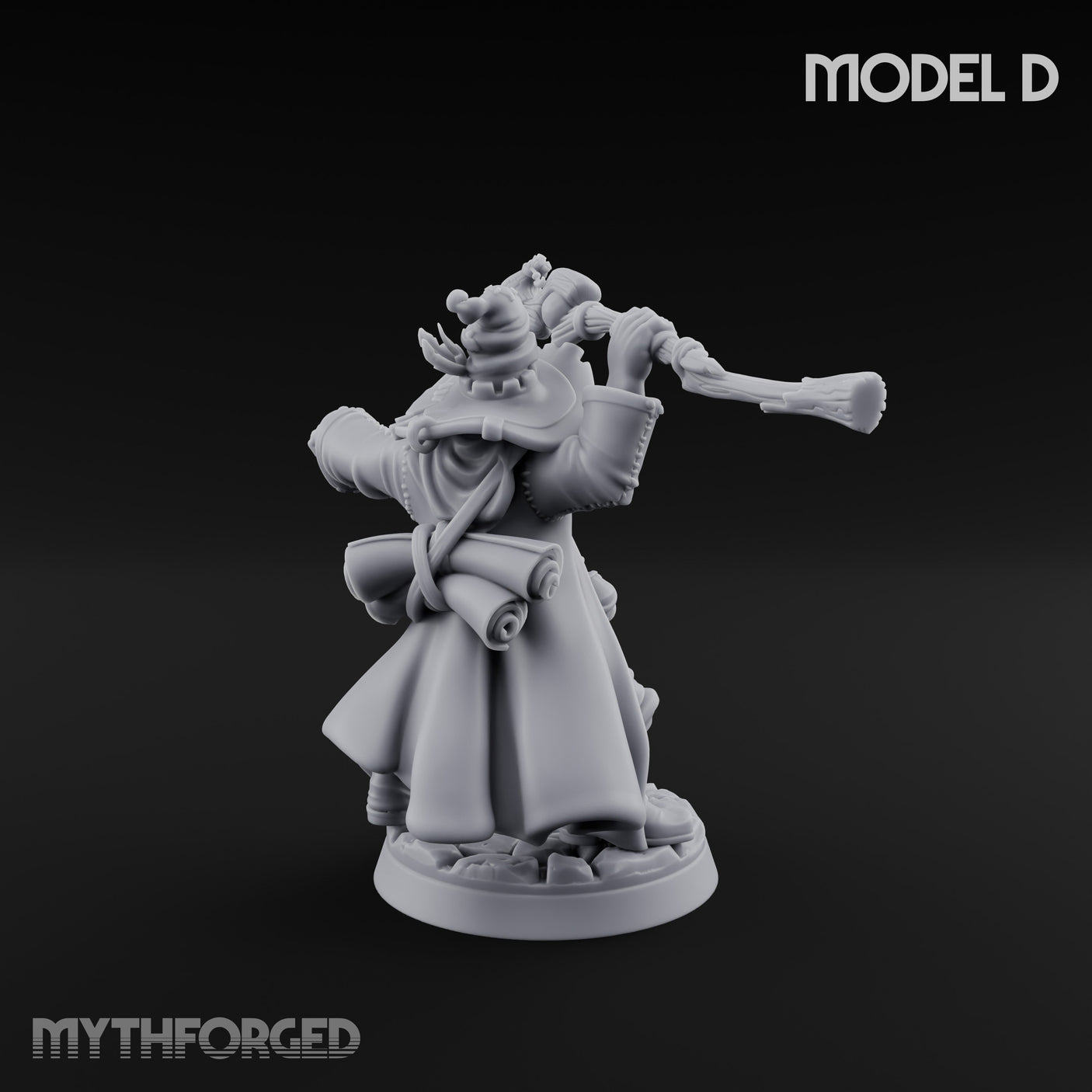 Staff Clutching Spell Casting Human Wizard D Miniature for Dungeons and Dragons, Pathfinder or other TTRPGs