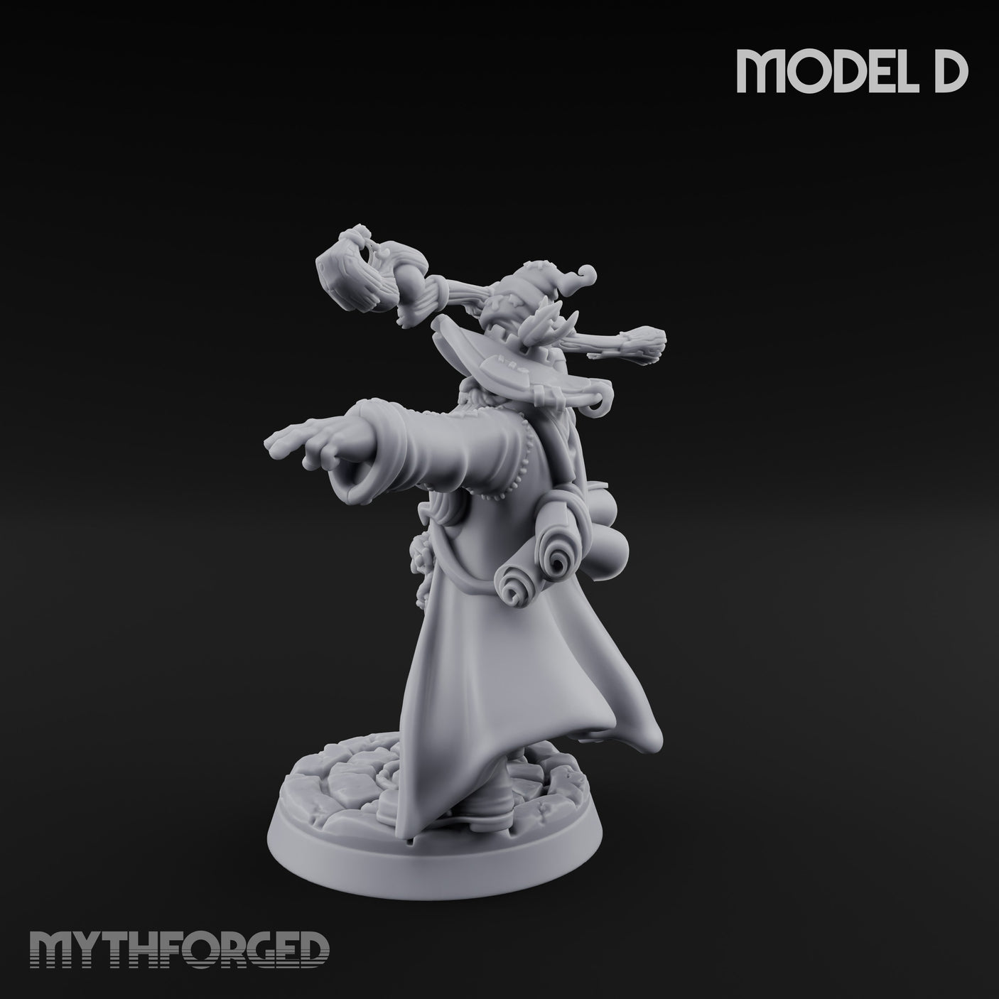 Staff Clutching Spell Casting Human Wizard D Miniature for Dungeons and Dragons, Pathfinder or other TTRPGs