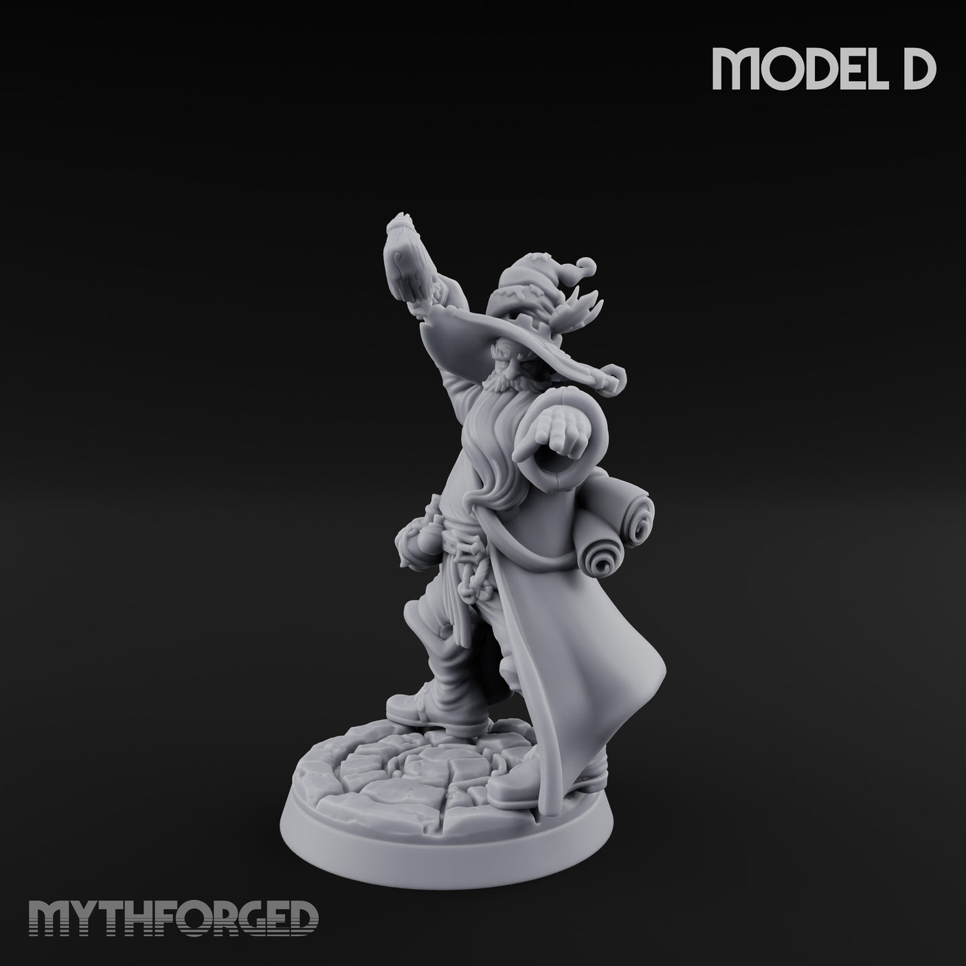 Staff Clutching Spell Casting Human Wizard D Miniature for Dungeons and Dragons, Pathfinder or other TTRPGs