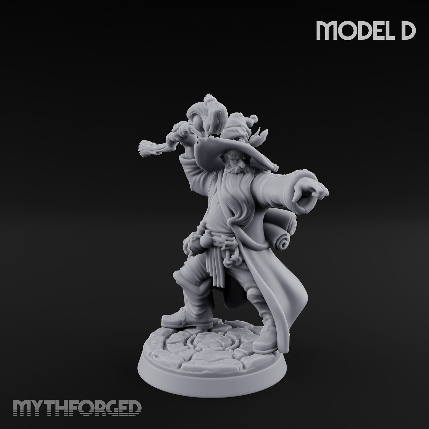 Staff Clutching Spell Casting Human Wizard D Miniature for Dungeons and Dragons, Pathfinder or other TTRPGs