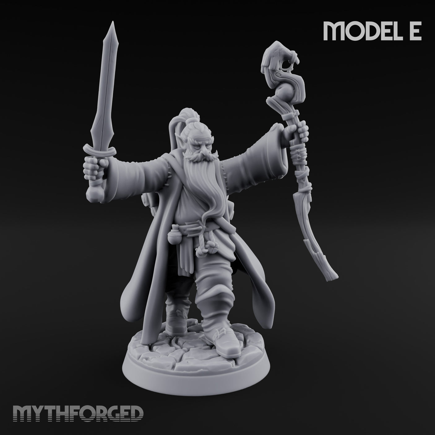 Staff Clutching Spell Casting Human Wizard E Miniature for Dungeons and Dragons, Pathfinder or other TTRPGs