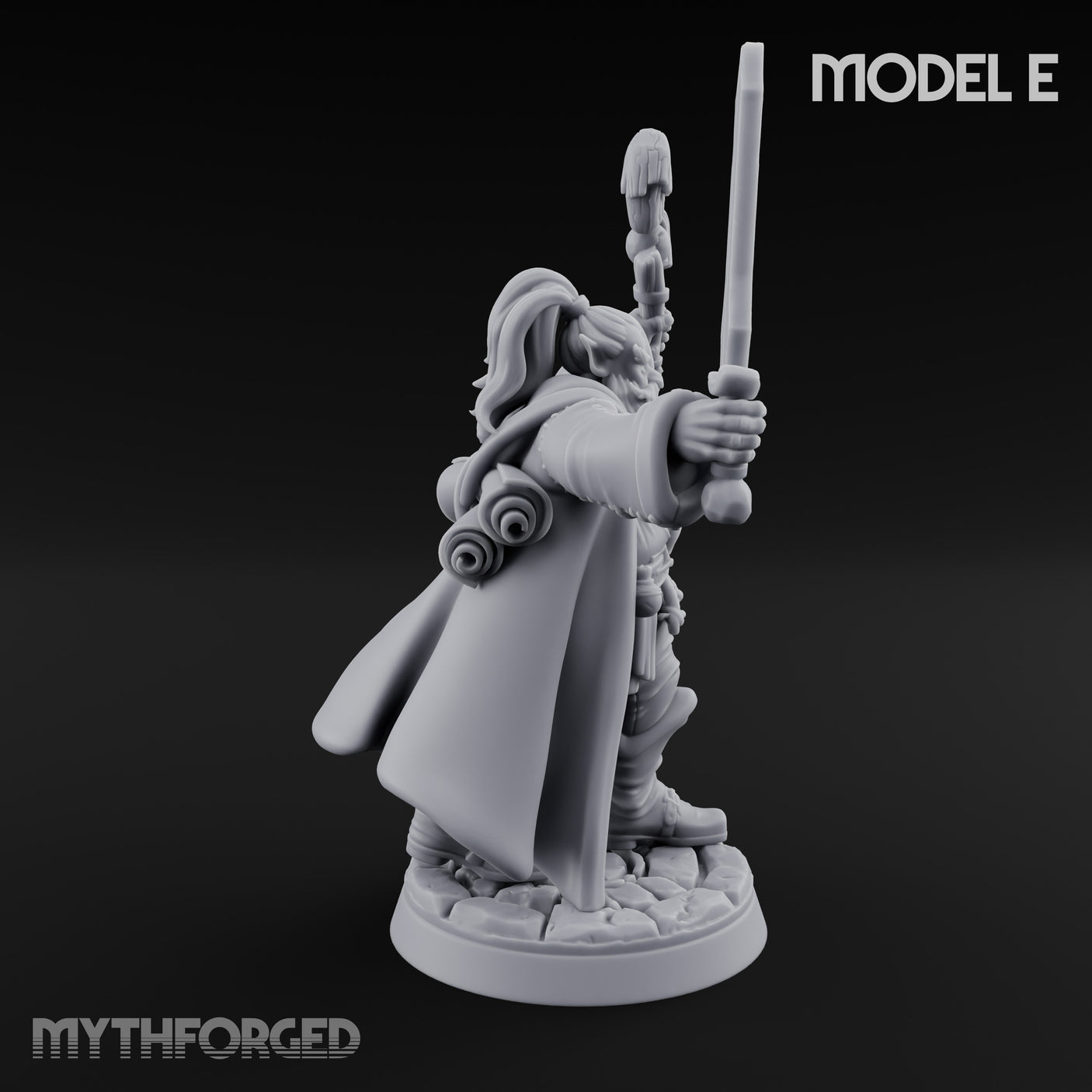 Staff Clutching Spell Casting Human Wizard E Miniature for Dungeons and Dragons, Pathfinder or other TTRPGs