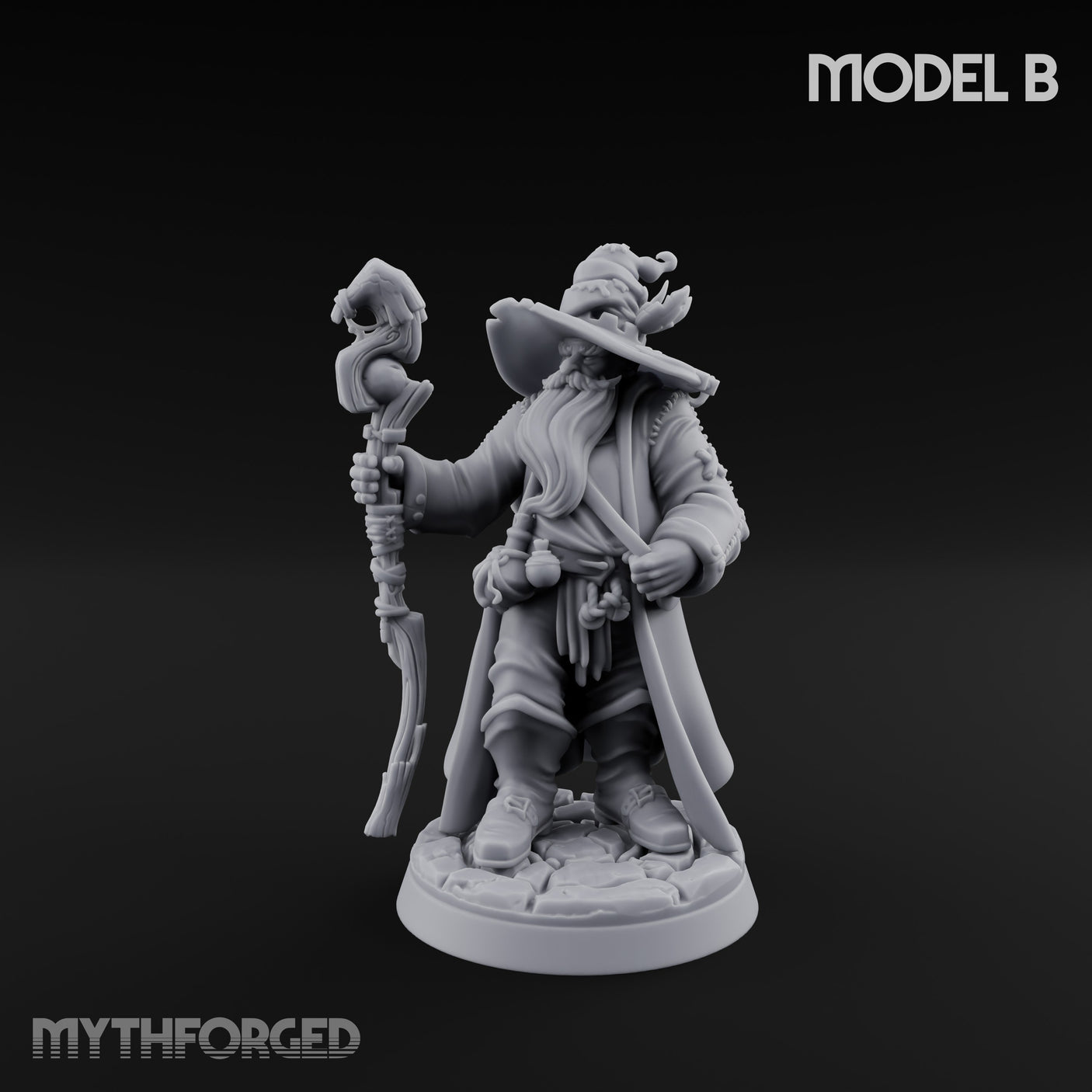 Staff Clutching Spell Casting Human Wizards Miniature for Dungeons and Dragons, Pathfinder or other TTRPGs