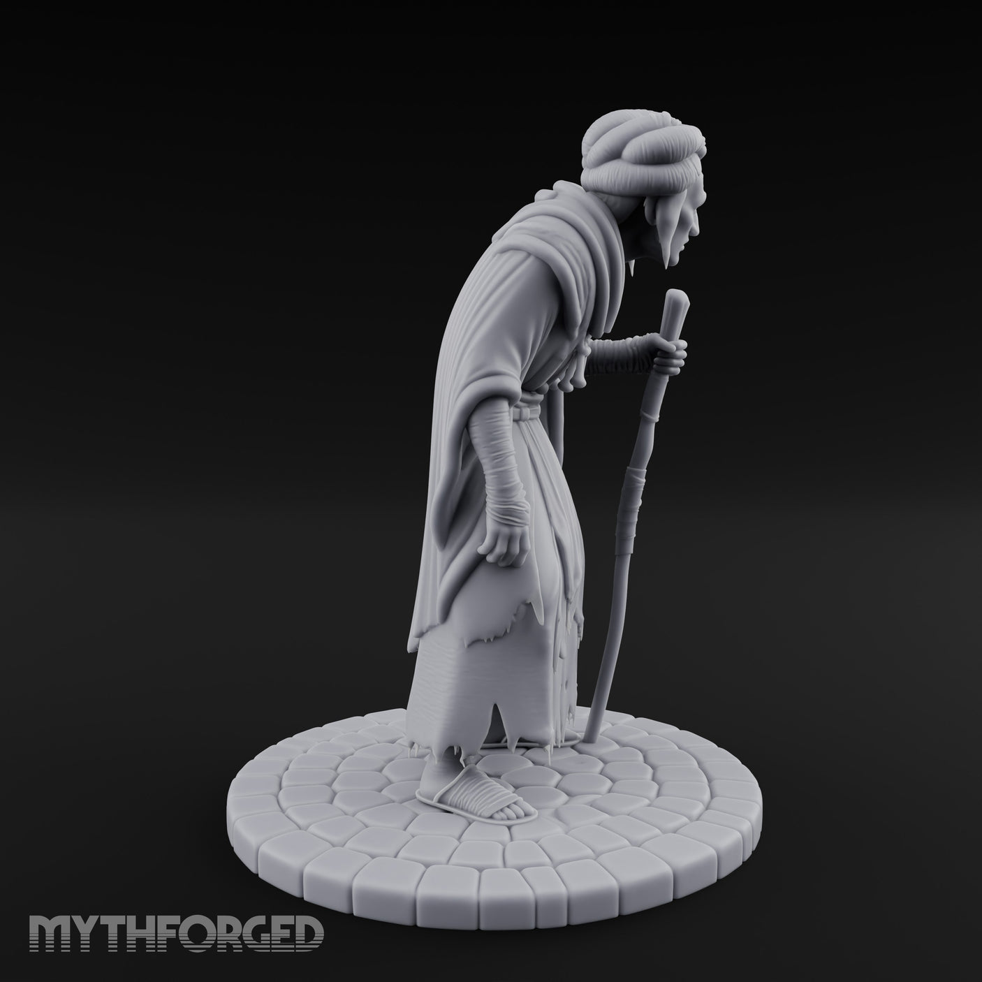 Staff Leaning Human Beggar Miniature for Dungeons and Dragons, Pathfinder or other TTRPGs