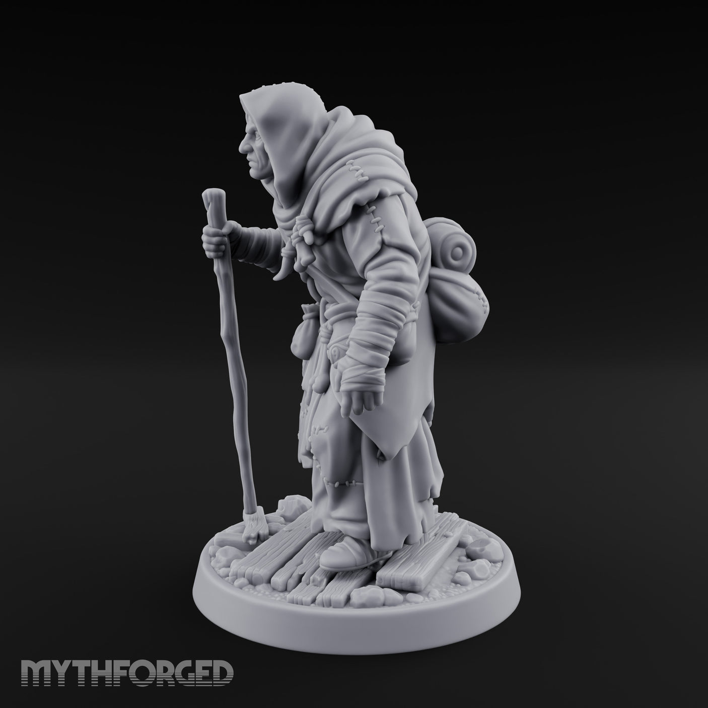 Staff Leaning Human Swamp Witch Miniature for Dungeons and Dragons, Pathfinder or other TTRPGs