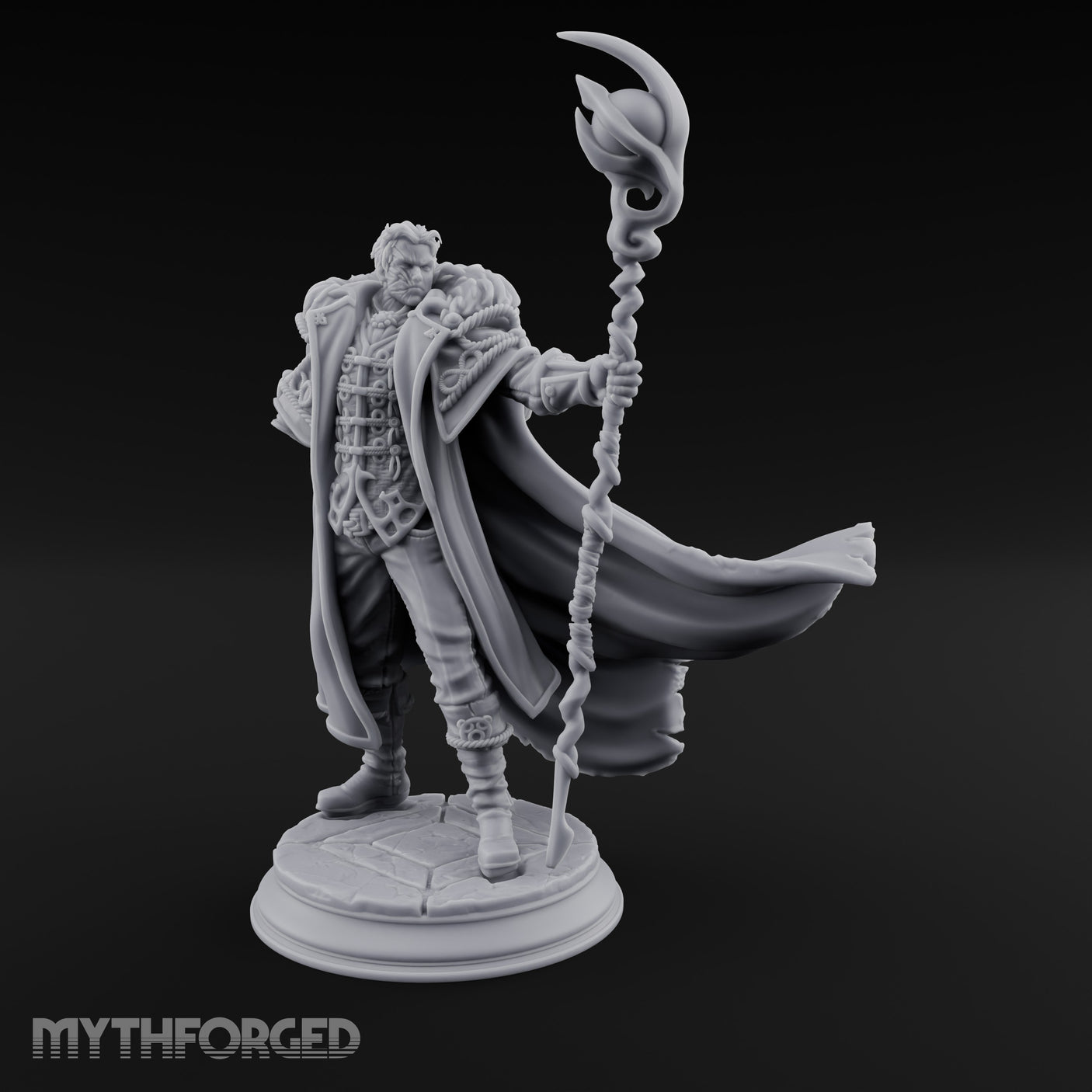 Staff Planting Human Sorcerer Miniature for Dungeons and Dragons, Pathfinder or other TTRPGs