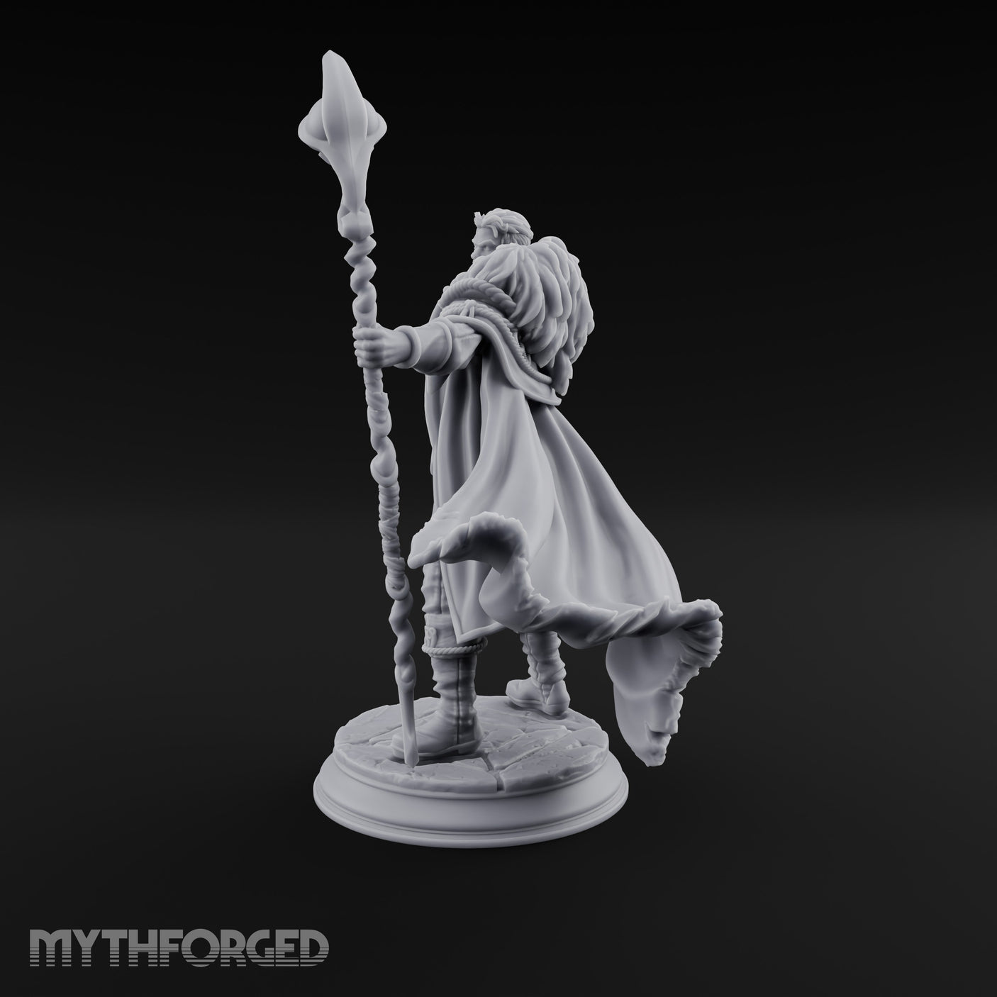 Staff Planting Human Sorcerer Miniature for Dungeons and Dragons, Pathfinder or other TTRPGs