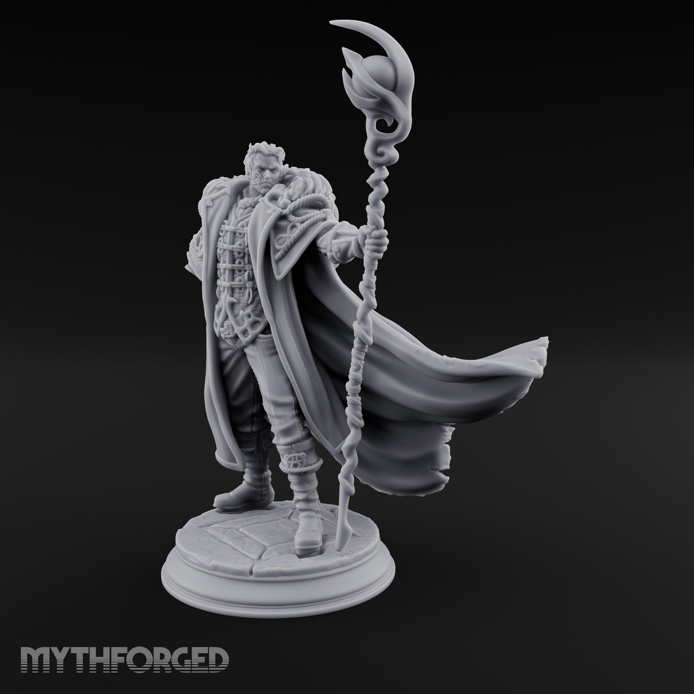 Staff Planting Human Sorcerer Miniature for Dungeons and Dragons, Pathfinder or other TTRPGs