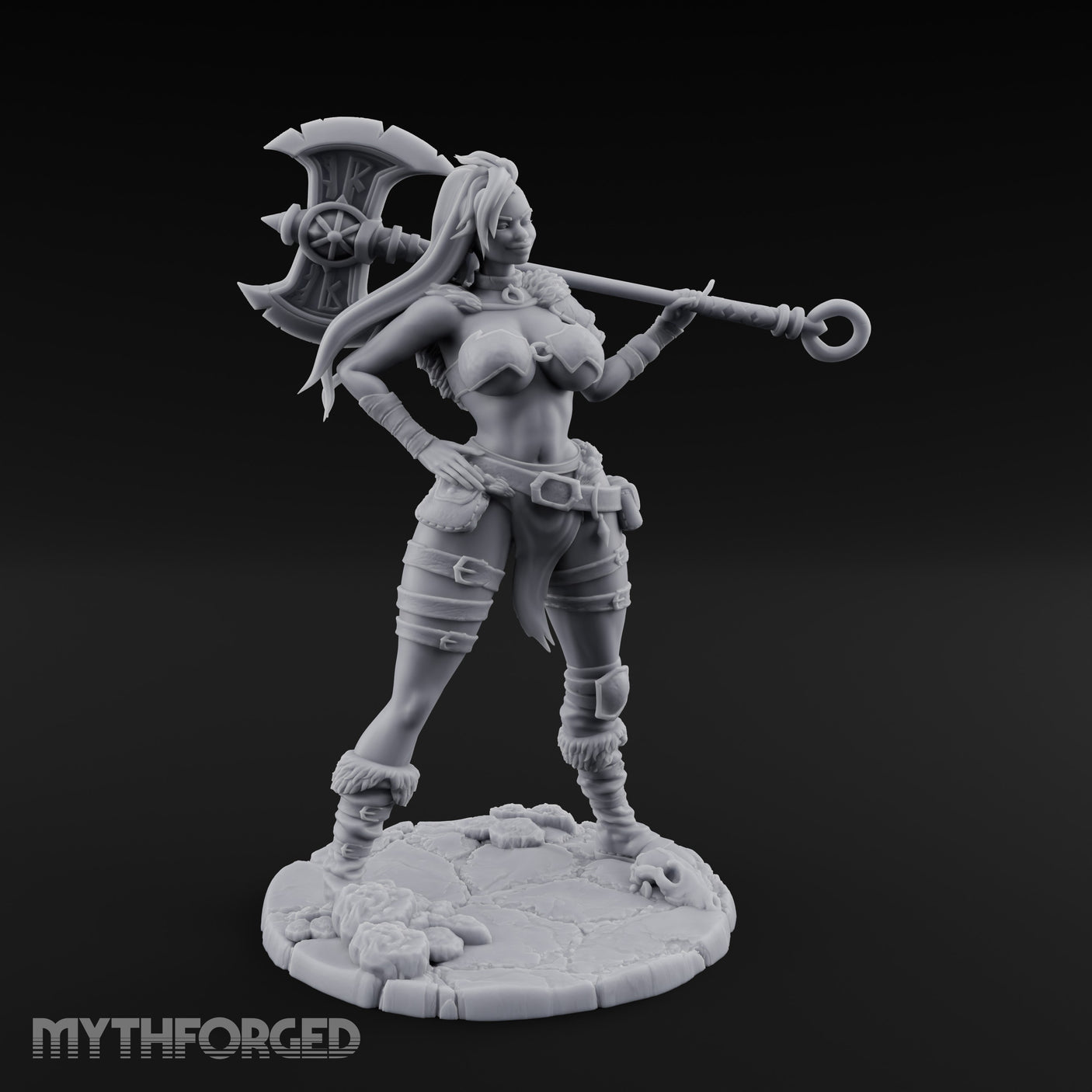Staff Resting Smirking Human Warrior Miniature for Dungeons and Dragons, Pathfinder or other TTRPGs