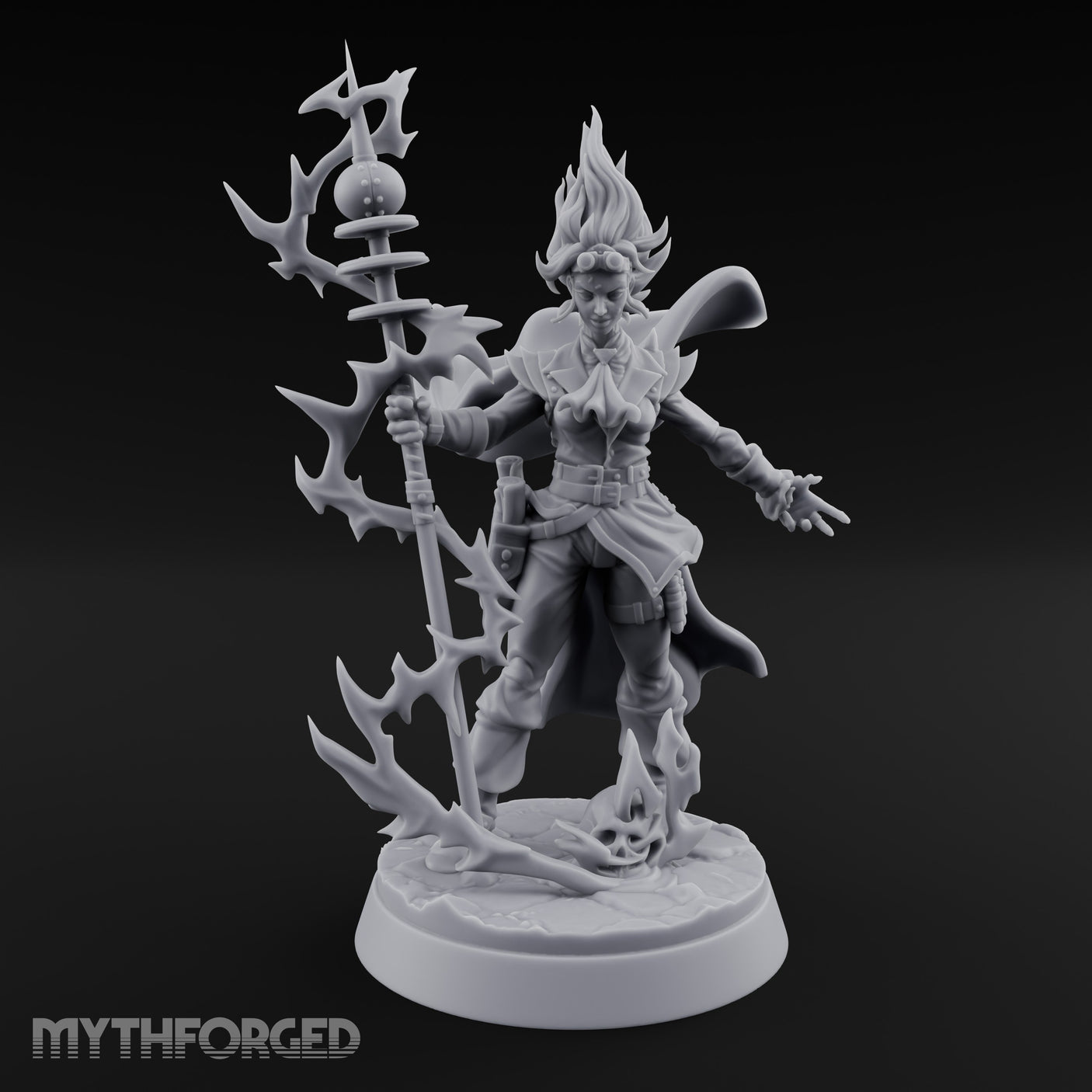 Staff Sparking Casting Human Alchemist Miniature for Dungeons and Dragons, Pathfinder or other TTRPGs