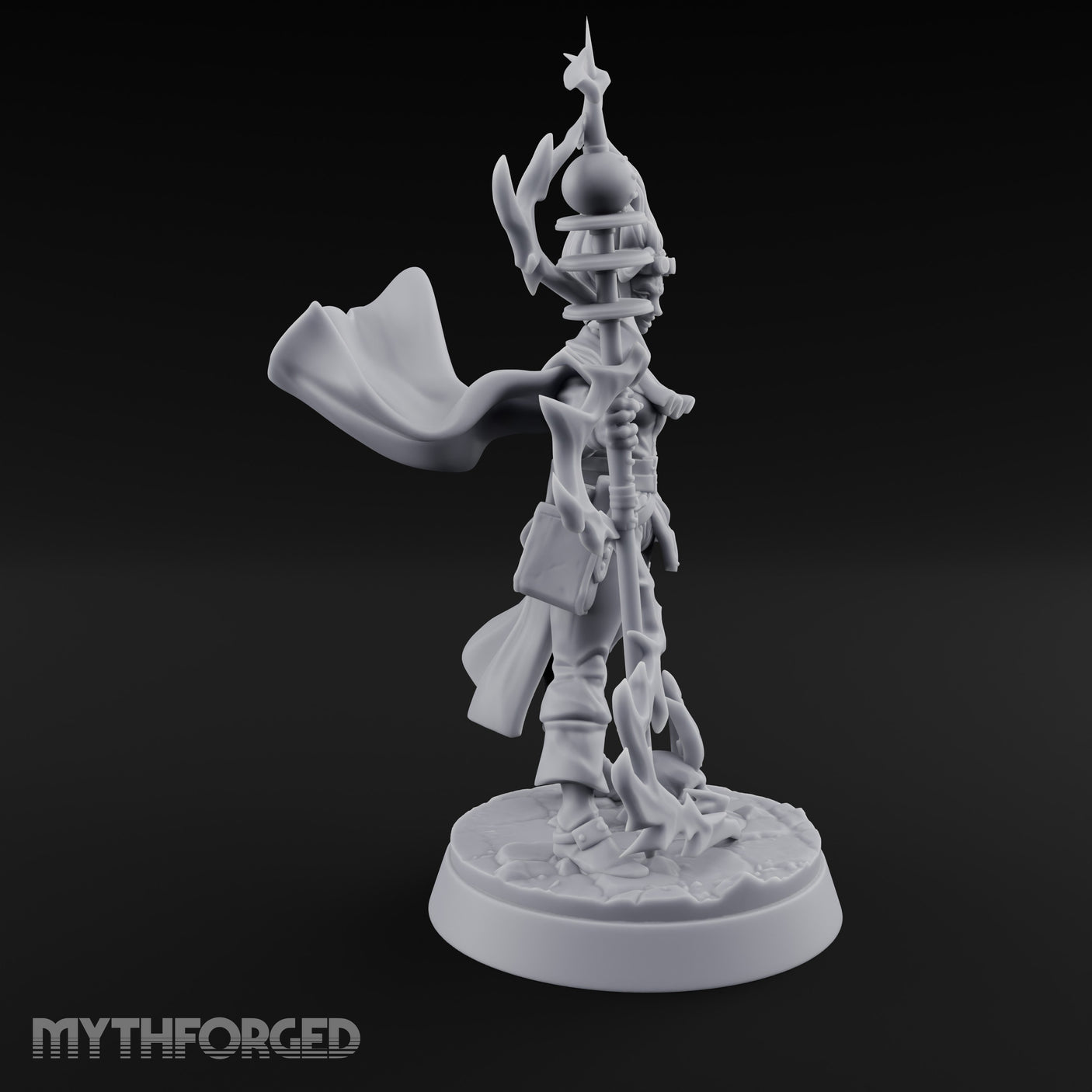 Staff Sparking Casting Human Alchemist Miniature for Dungeons and Dragons, Pathfinder or other TTRPGs