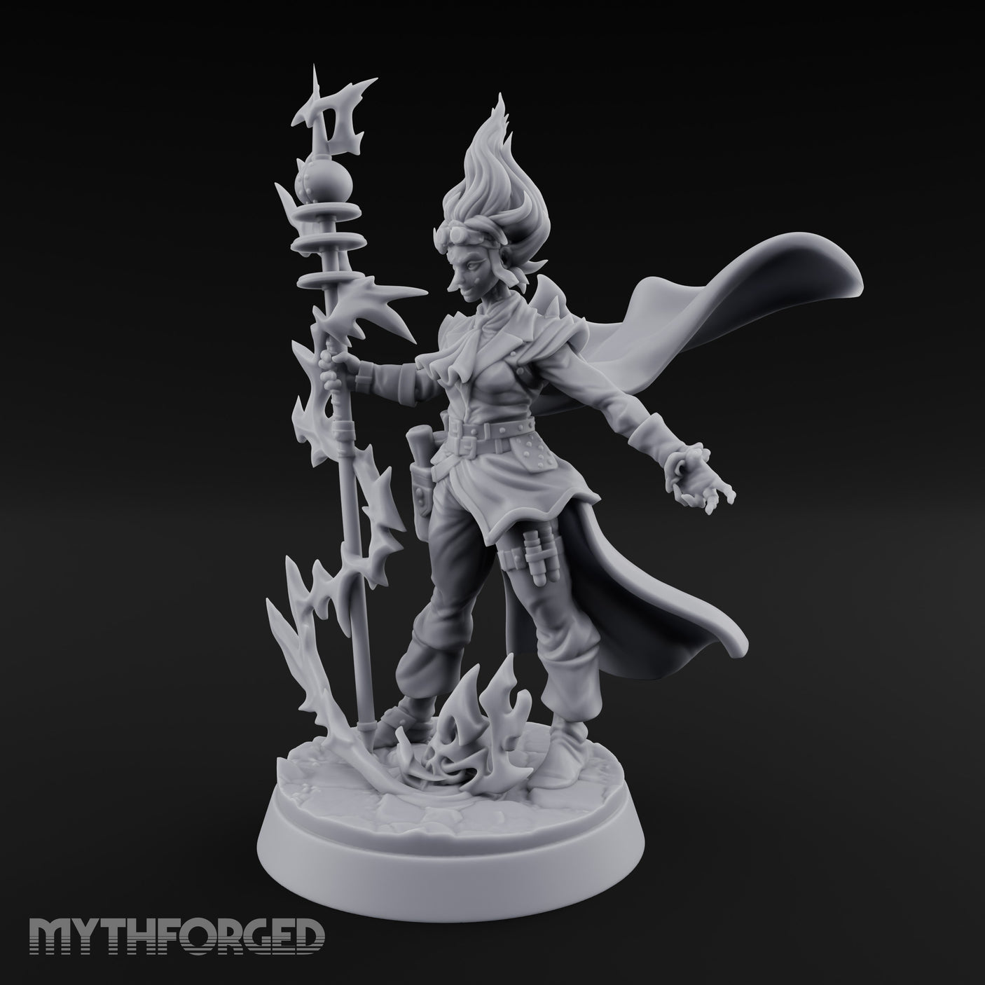 Staff Sparking Casting Human Alchemist Miniature for Dungeons and Dragons, Pathfinder or other TTRPGs