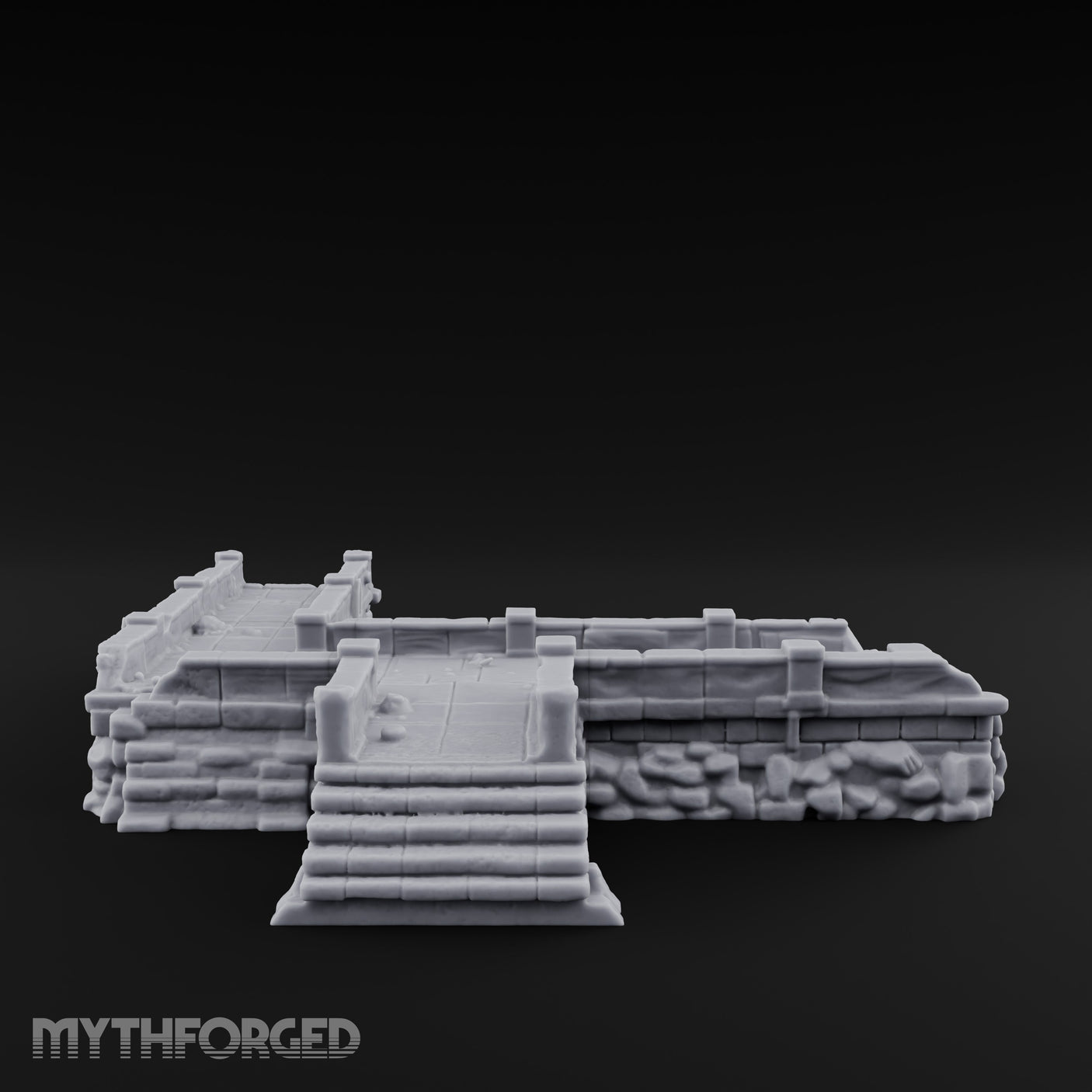 Stair-Stepped Battlement-Edged Raised Stone Platform Miniature for Dungeons and Dragons, Pathfinder or other TTRPGs