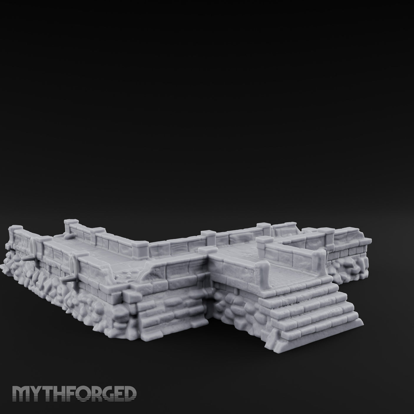 Stair-Stepped Battlement-Edged Raised Stone Platform Miniature for Dungeons and Dragons, Pathfinder or other TTRPGs