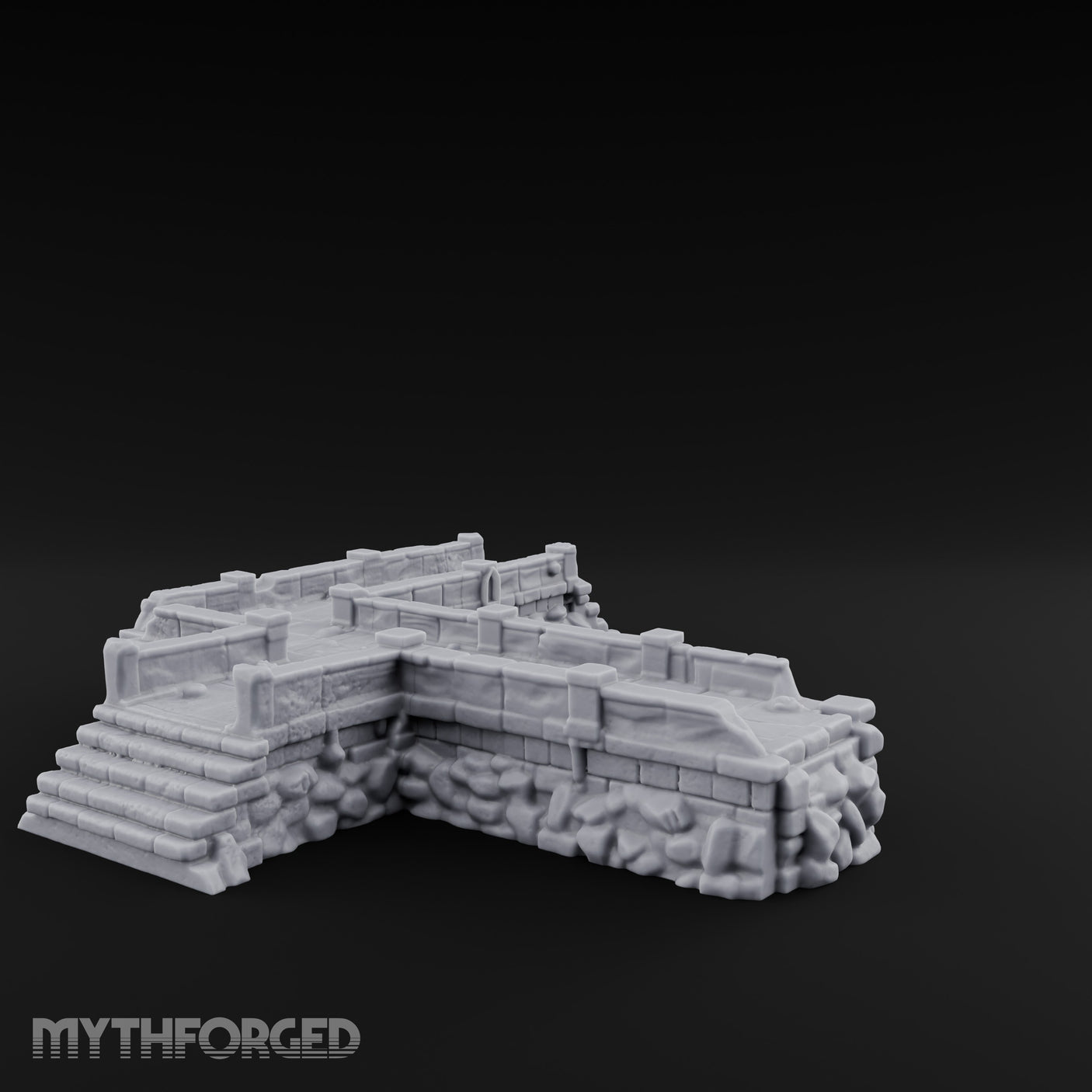 Stair-Stepped Battlement-Edged Raised Stone Platform Miniature for Dungeons and Dragons, Pathfinder or other TTRPGs