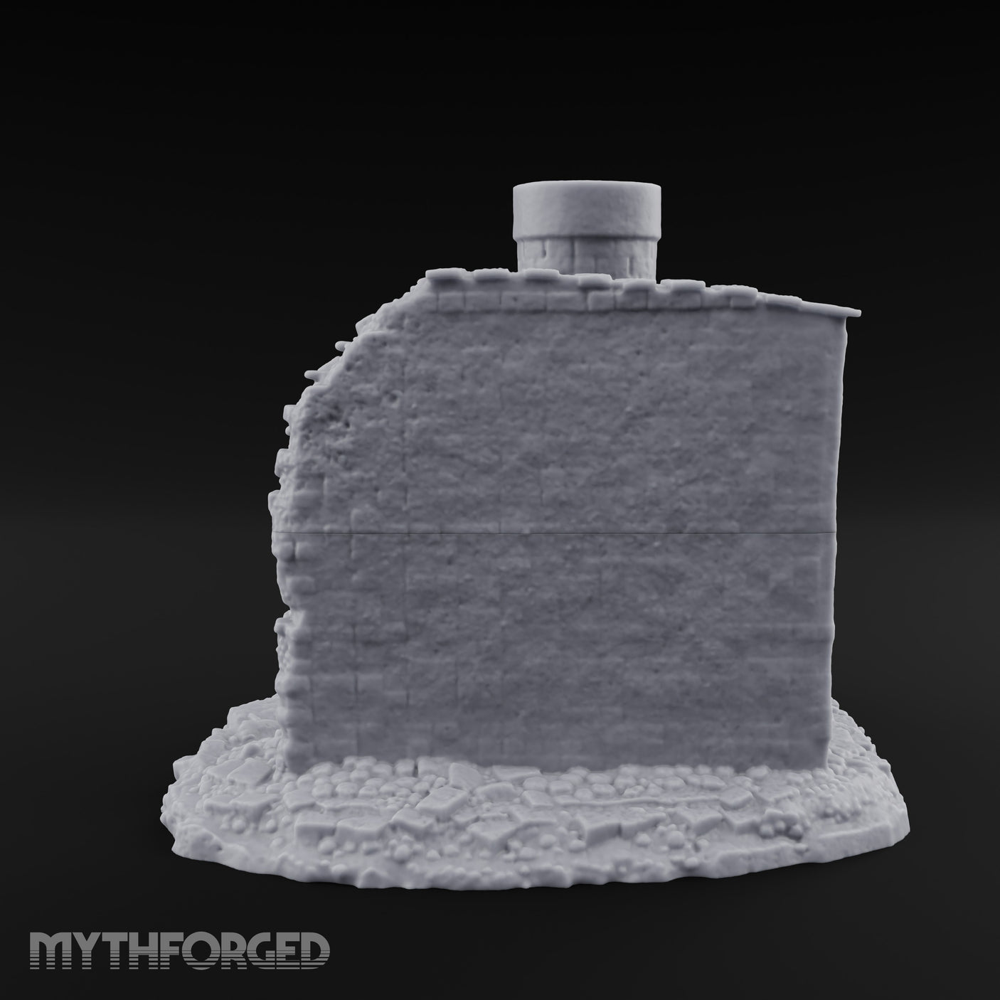 Stair-Wrapped Debris-Scattered Round Tower Ruins Miniature for Dungeons and Dragons, Pathfinder or other TTRPGs