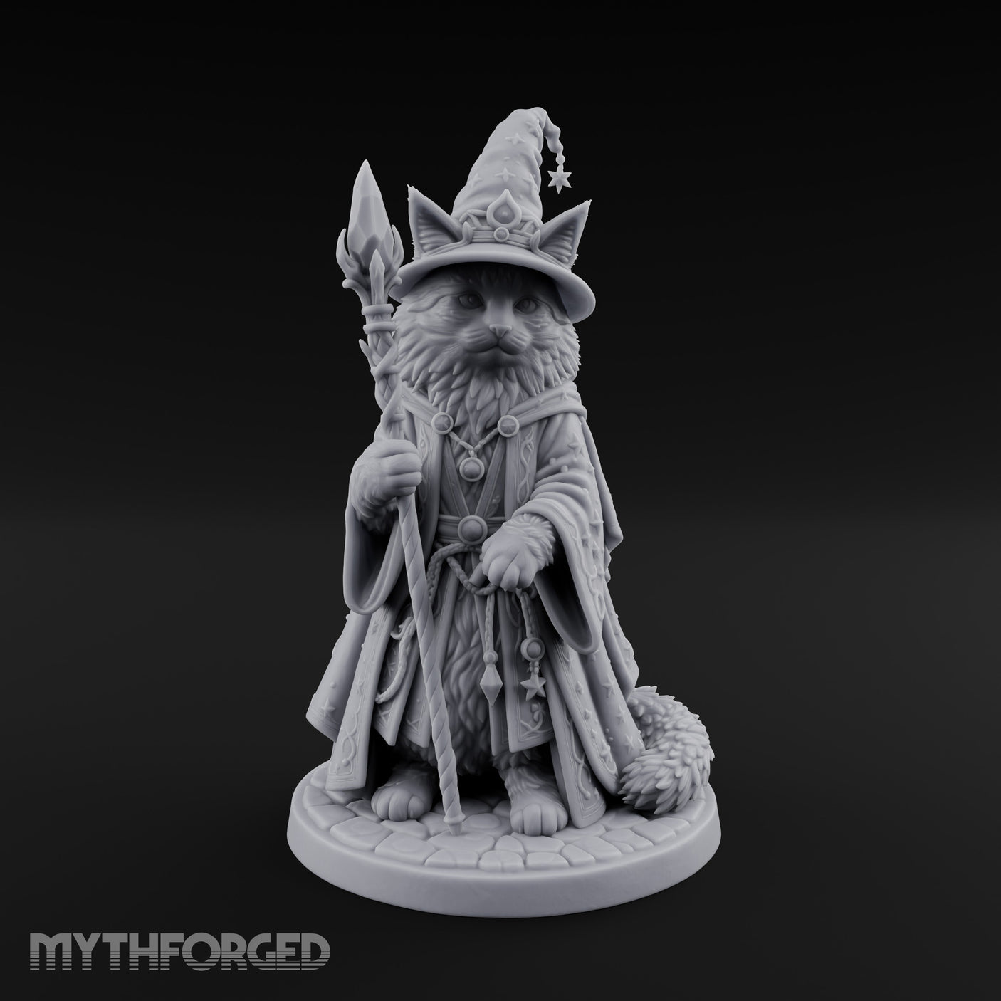 Star Hat Wearing Tabaxi Wizard Miniature for Dungeons and Dragons, Pathfinder or other TTRPGs