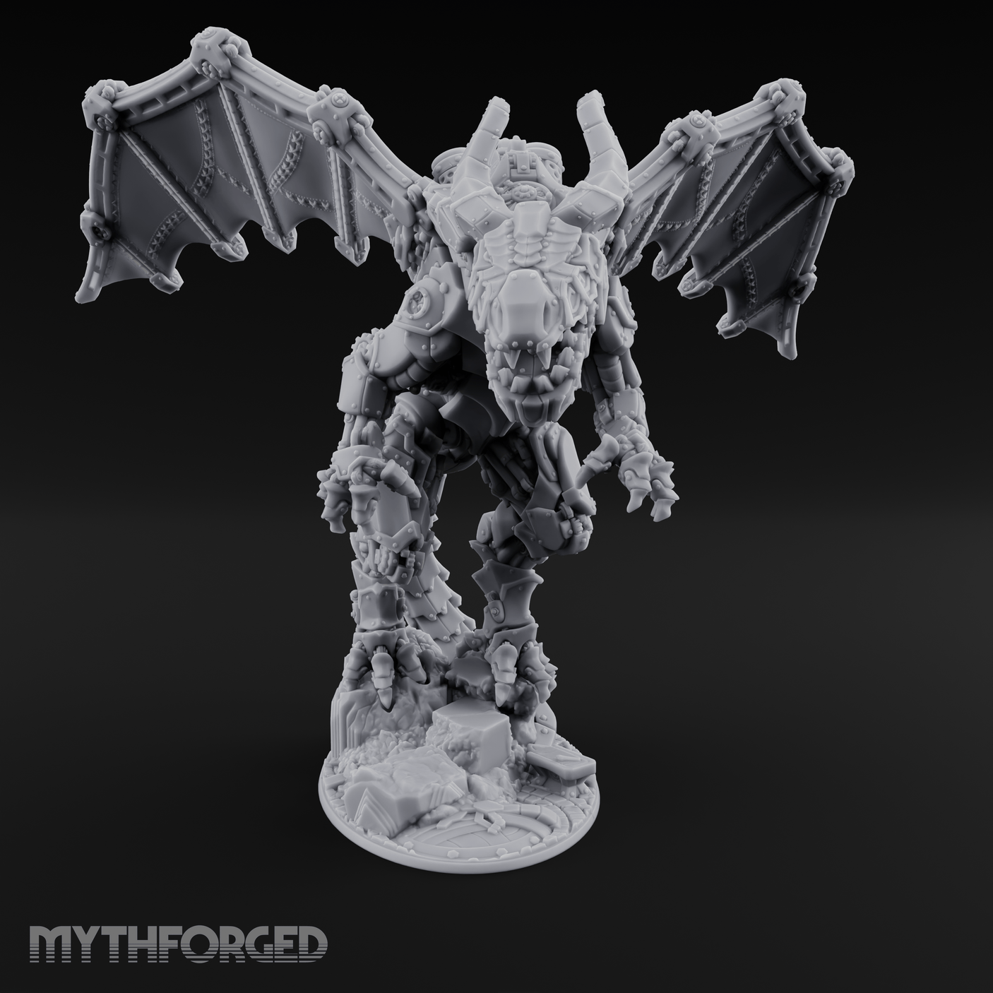 Wings Spread Wide Steam Dragon Lord Miniature for Dungeons and Dragons, Pathfinder or other TTRPGs