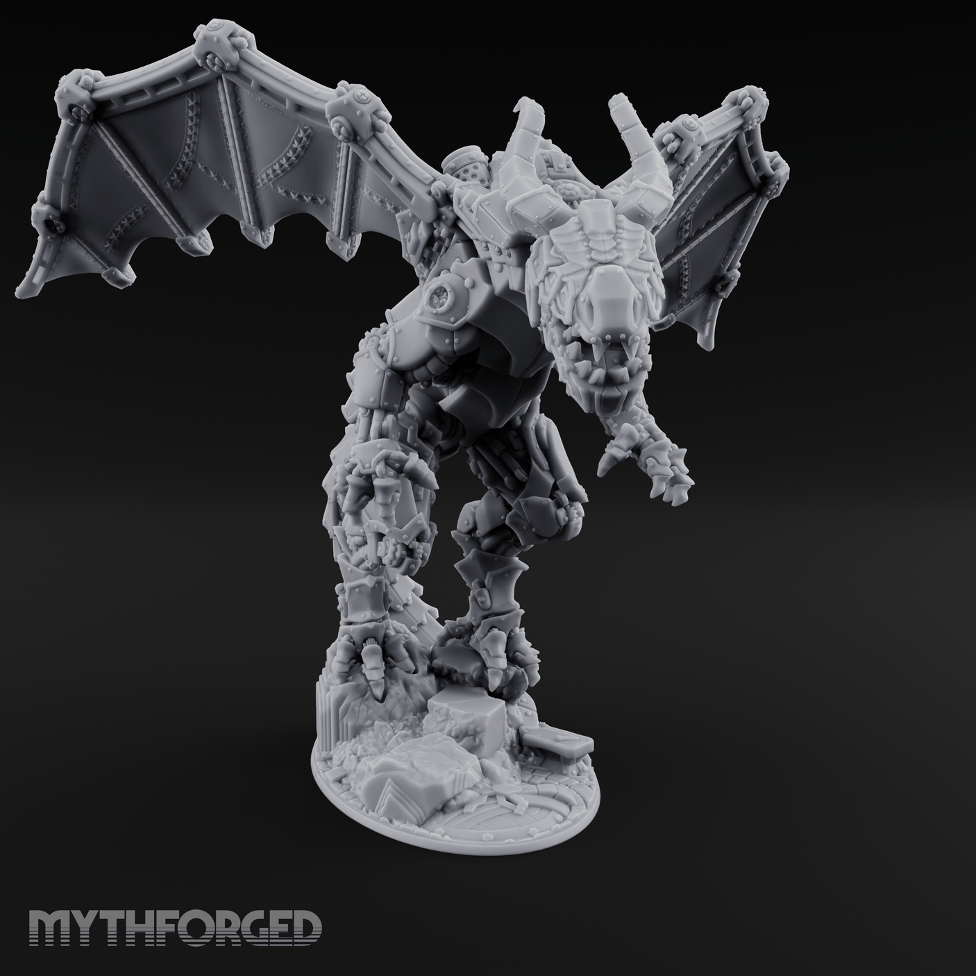 Wings Spread Wide Steam Dragon Lord Miniature for Dungeons and Dragons, Pathfinder or other TTRPGs