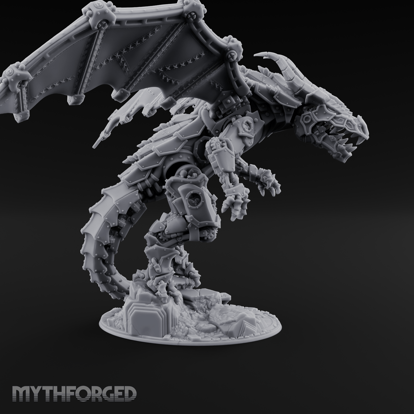 Wings Spread Wide Steam Dragon Lord Miniature for Dungeons and Dragons, Pathfinder or other TTRPGs