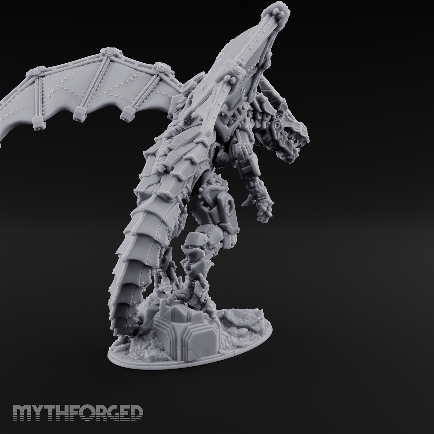 Wings Spread Wide Steam Dragon Lord Miniature for Dungeons and Dragons, Pathfinder or other TTRPGs