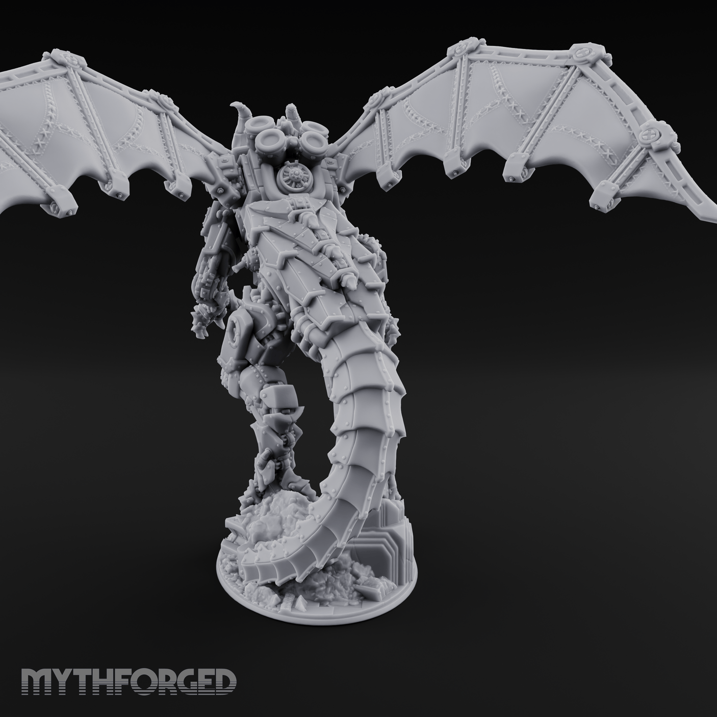 Wings Spread Wide Steam Dragon Lord Miniature for Dungeons and Dragons, Pathfinder or other TTRPGs