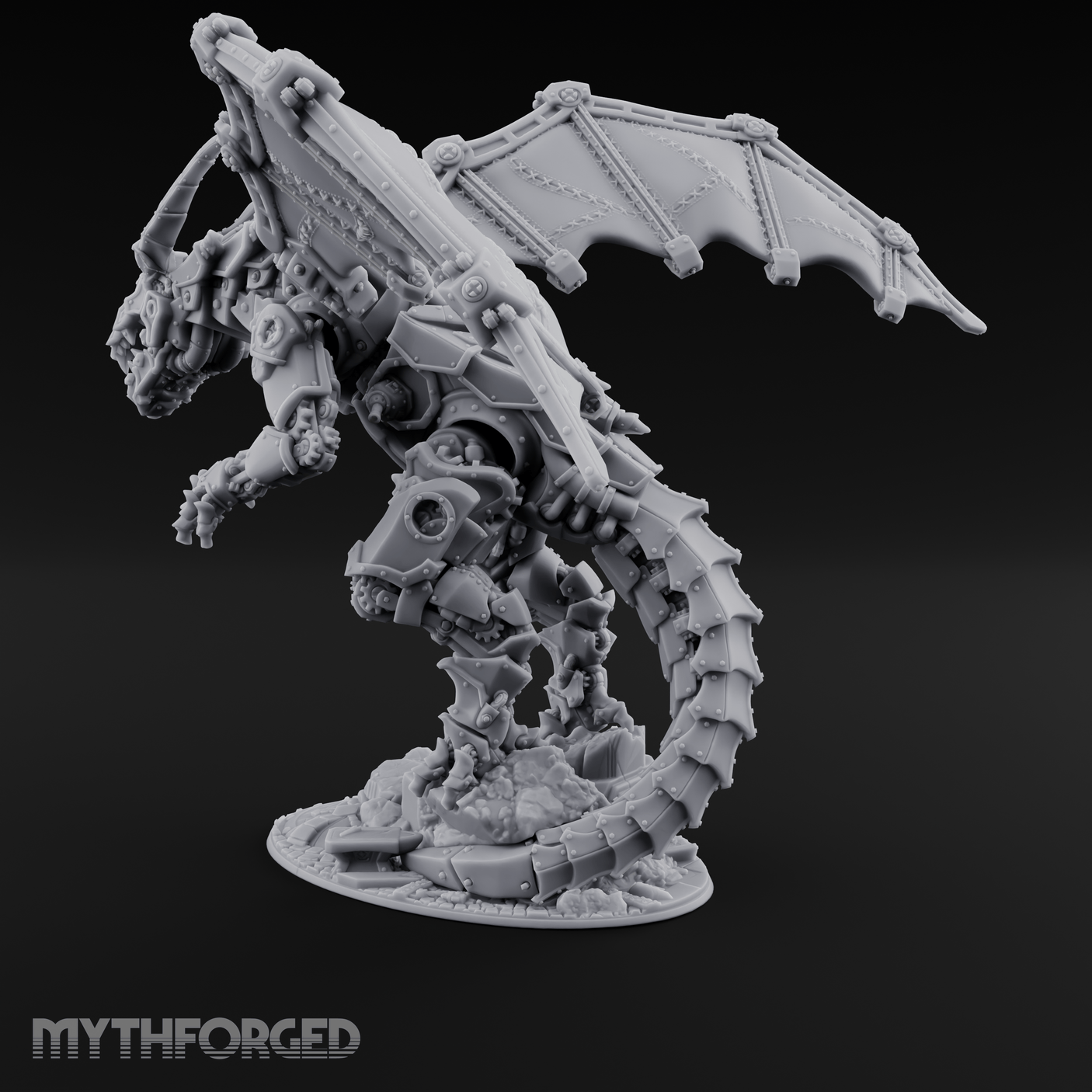 Wings Spread Wide Steam Dragon Lord Miniature for Dungeons and Dragons, Pathfinder or other TTRPGs