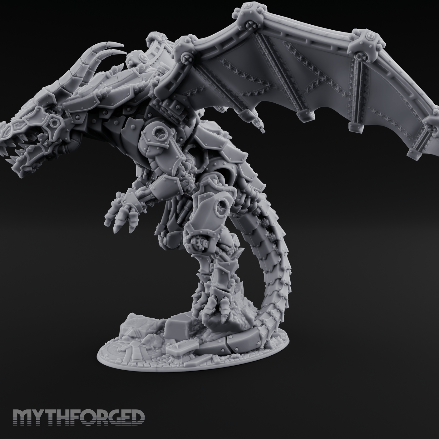 Wings Spread Wide Steam Dragon Lord Miniature for Dungeons and Dragons, Pathfinder or other TTRPGs