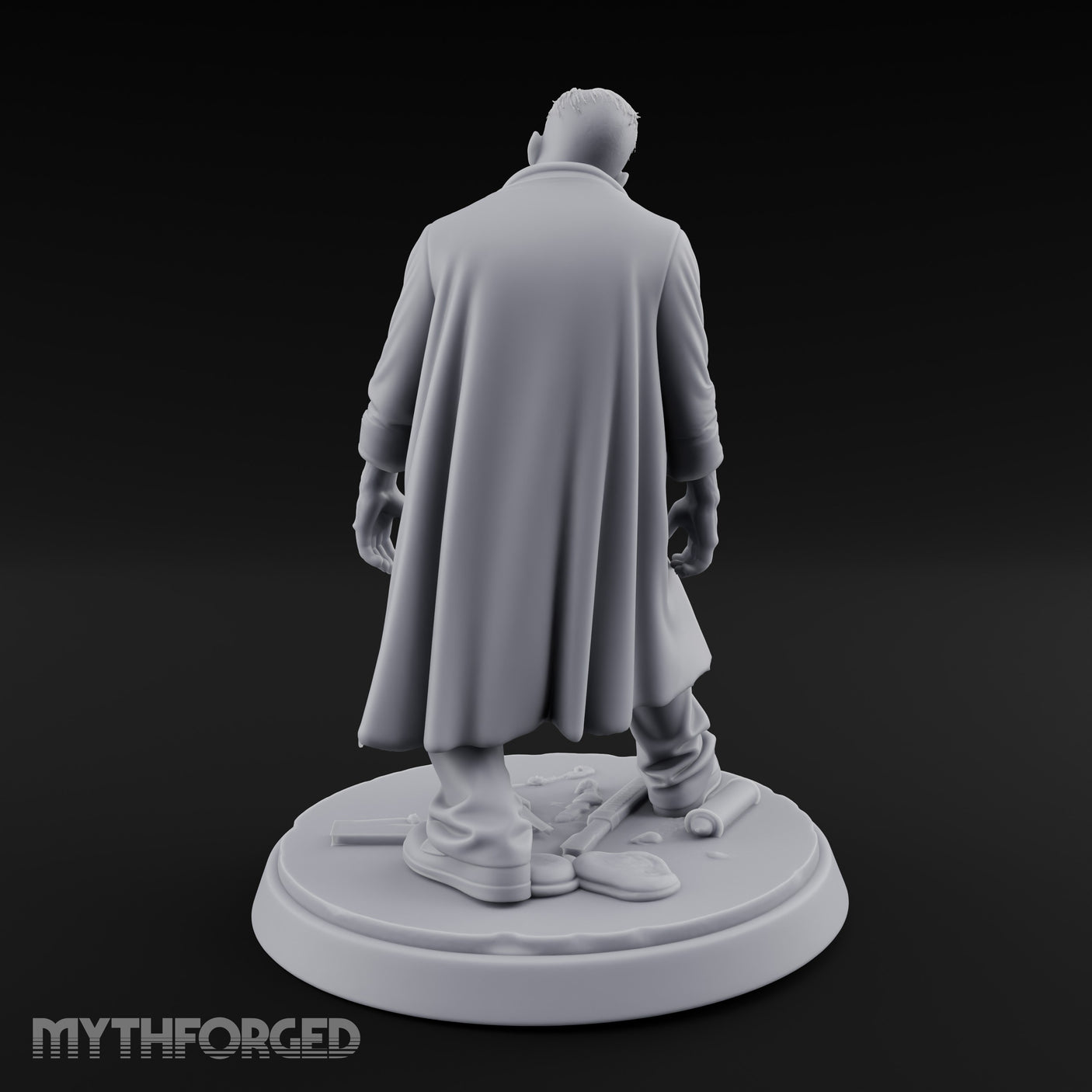 Stethoscope Wearing Snarling Zombie Doctor Miniature for Dungeons and Dragons, Pathfinder or other TTRPGs
