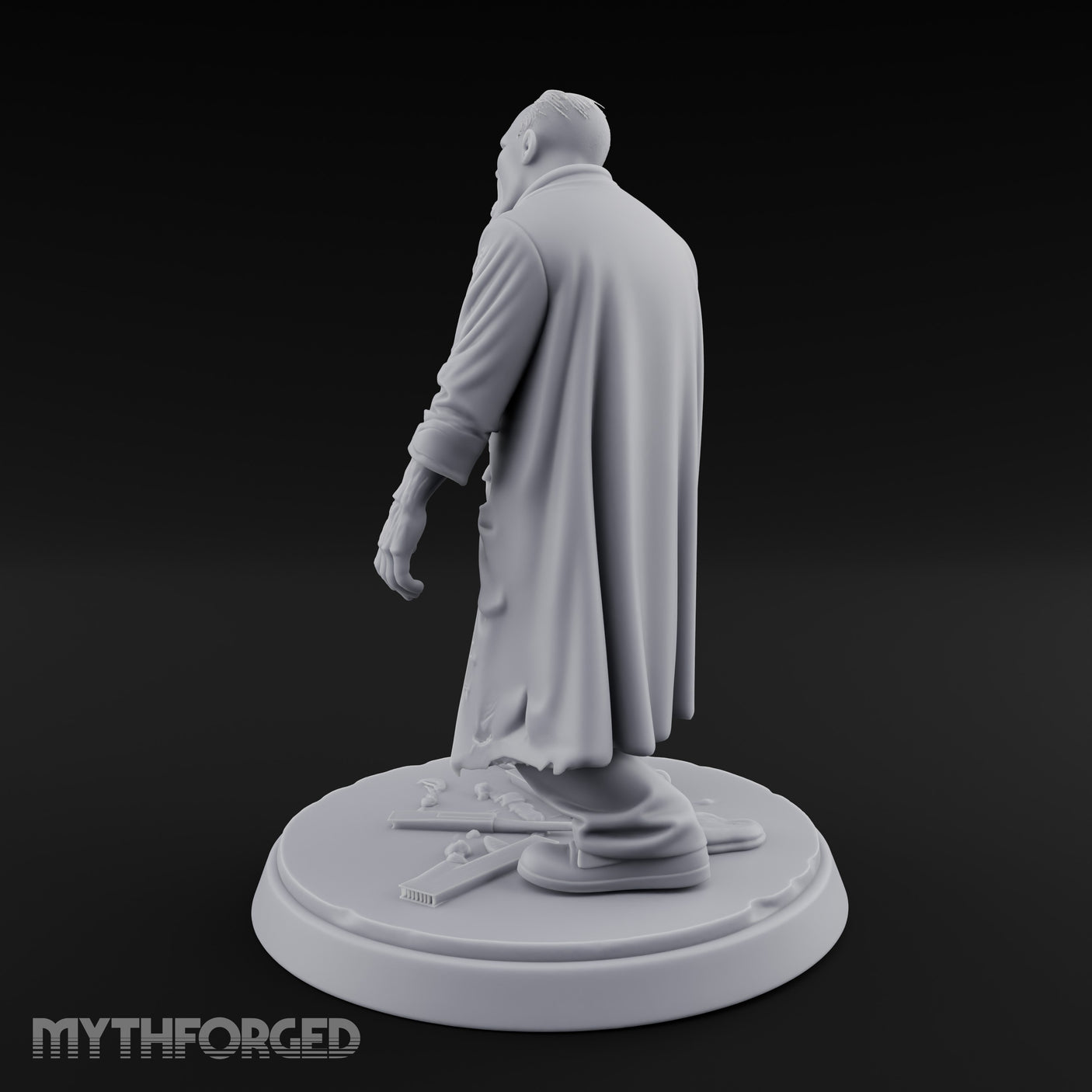 Stethoscope Wearing Snarling Zombie Doctor Miniature for Dungeons and Dragons, Pathfinder or other TTRPGs