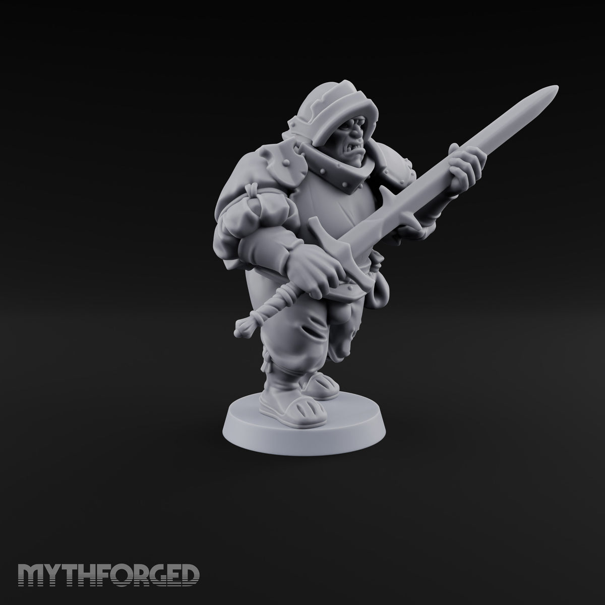 Shouldering Steel Ogre Zweihander Miniature for Dungeons and Dragons, Pathfinder or other TTRPGs