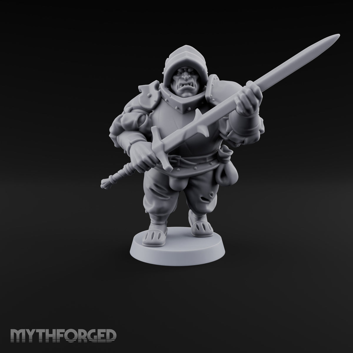 Shouldering Steel Ogre Zweihander Miniature for Dungeons and Dragons, Pathfinder or other TTRPGs