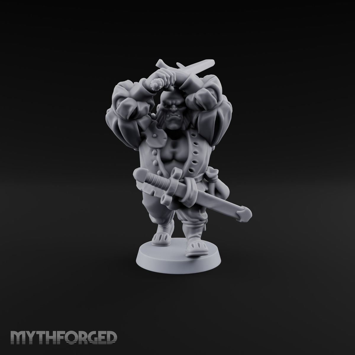 Shouldering Steel Ogre Zweihander Miniature for Dungeons and Dragons, Pathfinder or other TTRPGs