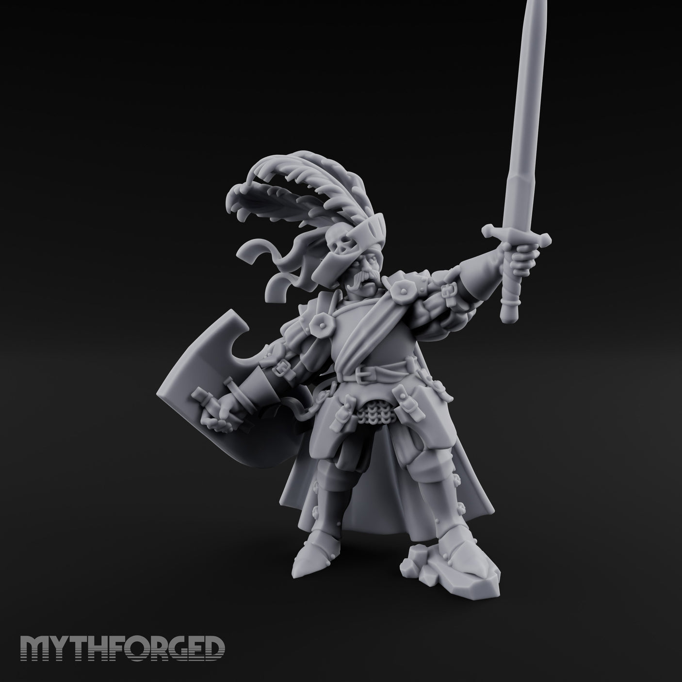 Sword Aloft Axe Bearing Human General Miniature for Dungeons and Dragons, Pathfinder or other TTRPGs