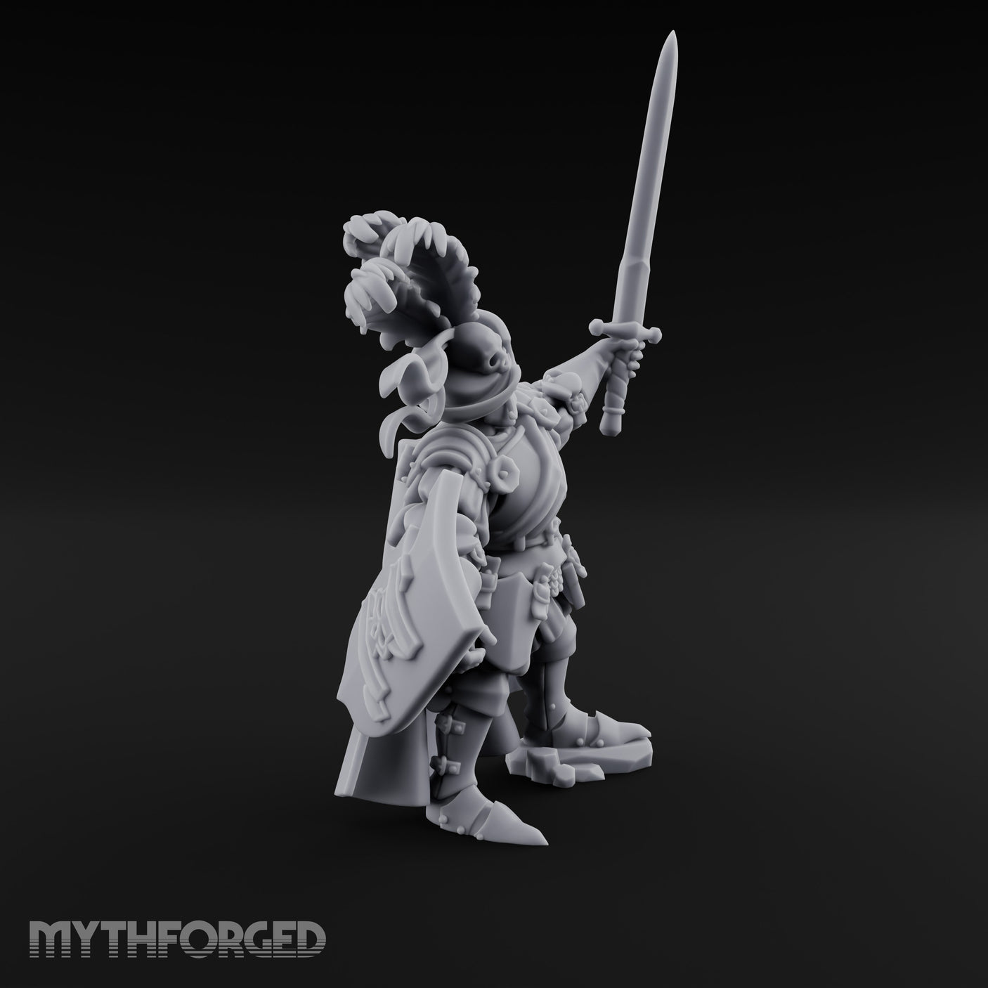 Sword Aloft Axe Bearing Human General Miniature for Dungeons and Dragons, Pathfinder or other TTRPGs
