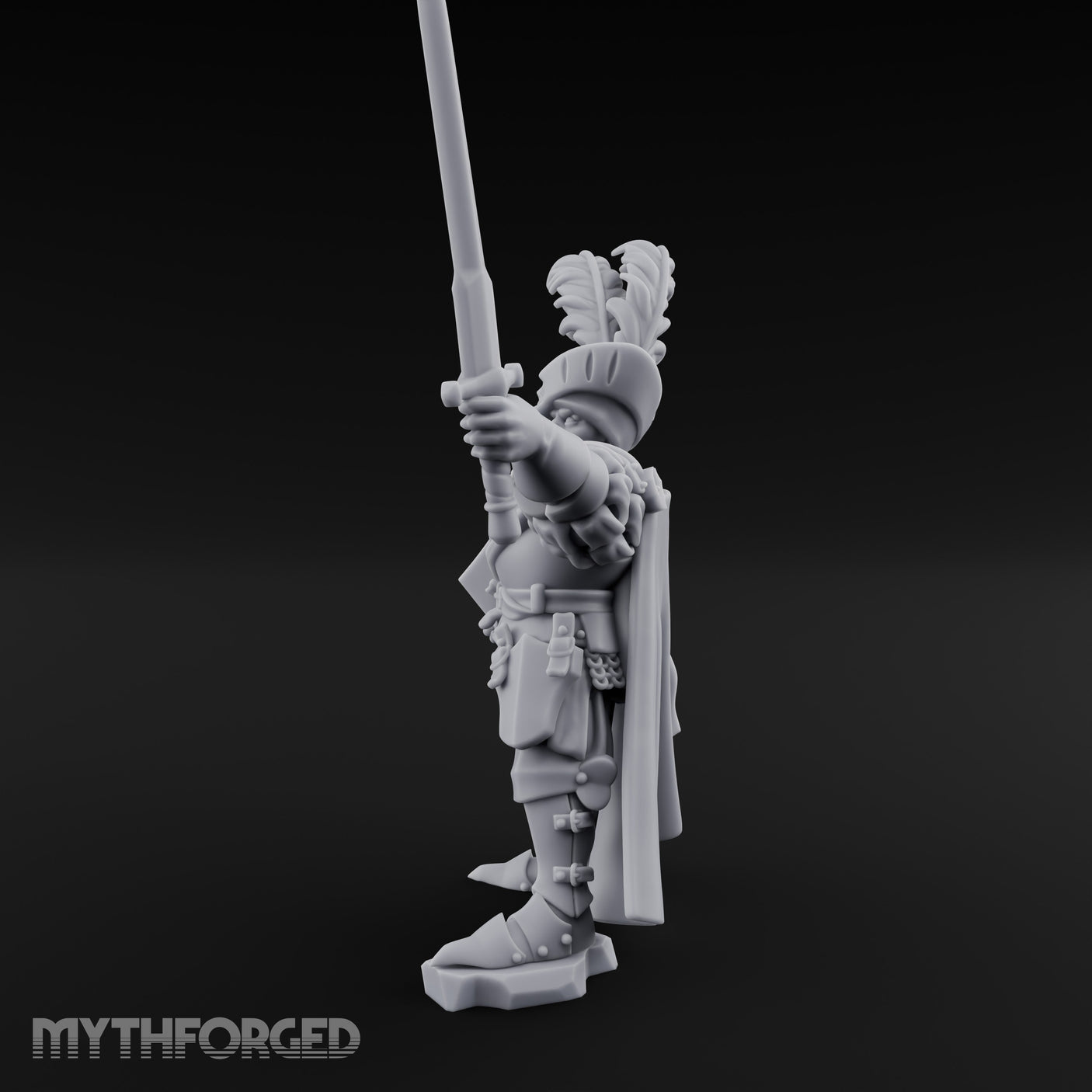Sword Aloft Axe Bearing Human General Miniature for Dungeons and Dragons, Pathfinder or other TTRPGs