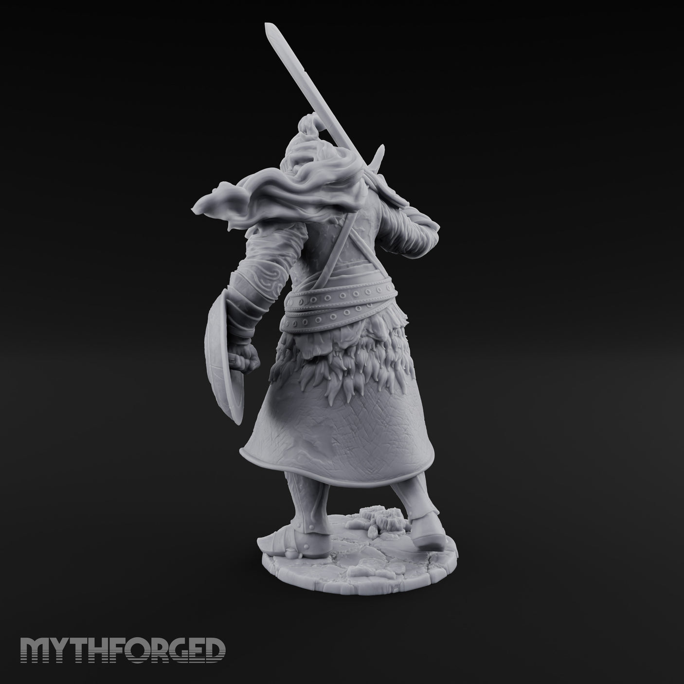 Sword Aloft Cloak Streaming Human Knight Miniature for Dungeons and Dragons, Pathfinder or other TTRPGs