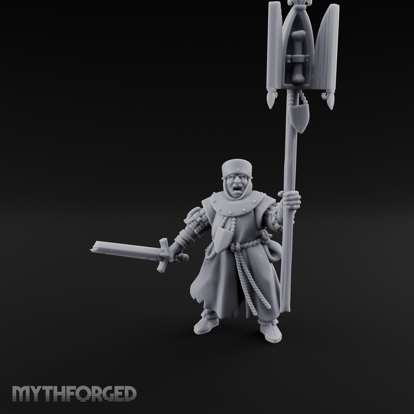Sword And Relic Bearing Human Cleric Miniature for Dungeons and Dragons, Pathfinder or other TTRPGs