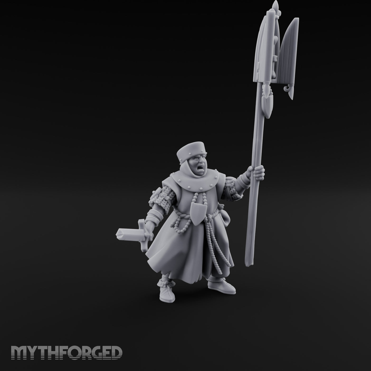 Sword And Relic Bearing Human Cleric Miniature for Dungeons and Dragons, Pathfinder or other TTRPGs