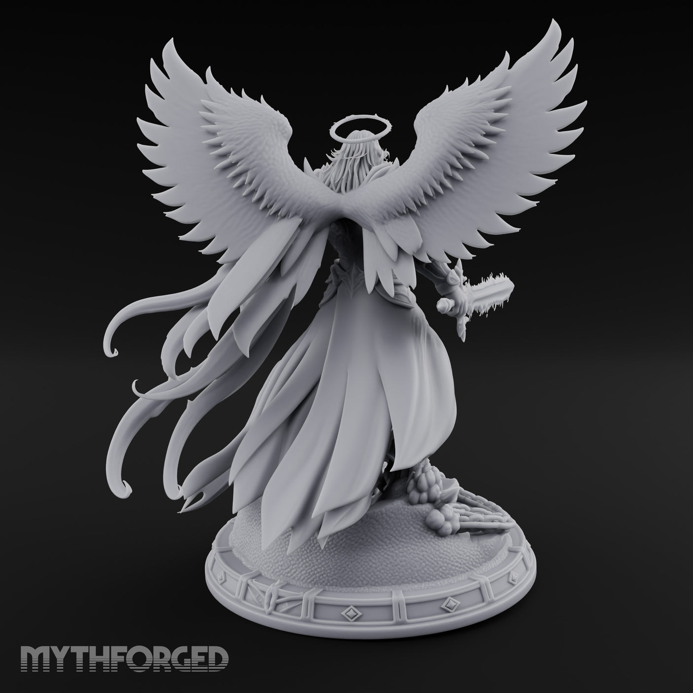 Sword And Shield Bearing Angel Warrior Miniature for Dungeons and Dragons, Pathfinder or other TTRPGs