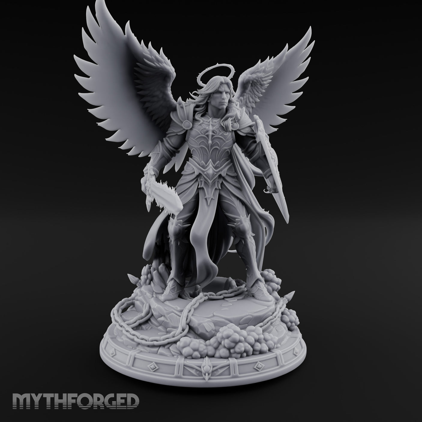 Sword And Shield Bearing Angel Warrior Miniature for Dungeons and Dragons, Pathfinder or other TTRPGs