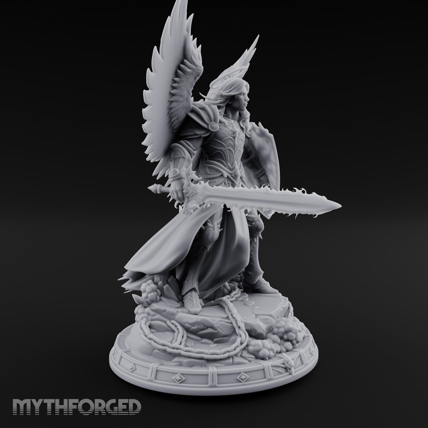 Sword And Shield Bearing Angel Warrior Miniature for Dungeons and Dragons, Pathfinder or other TTRPGs