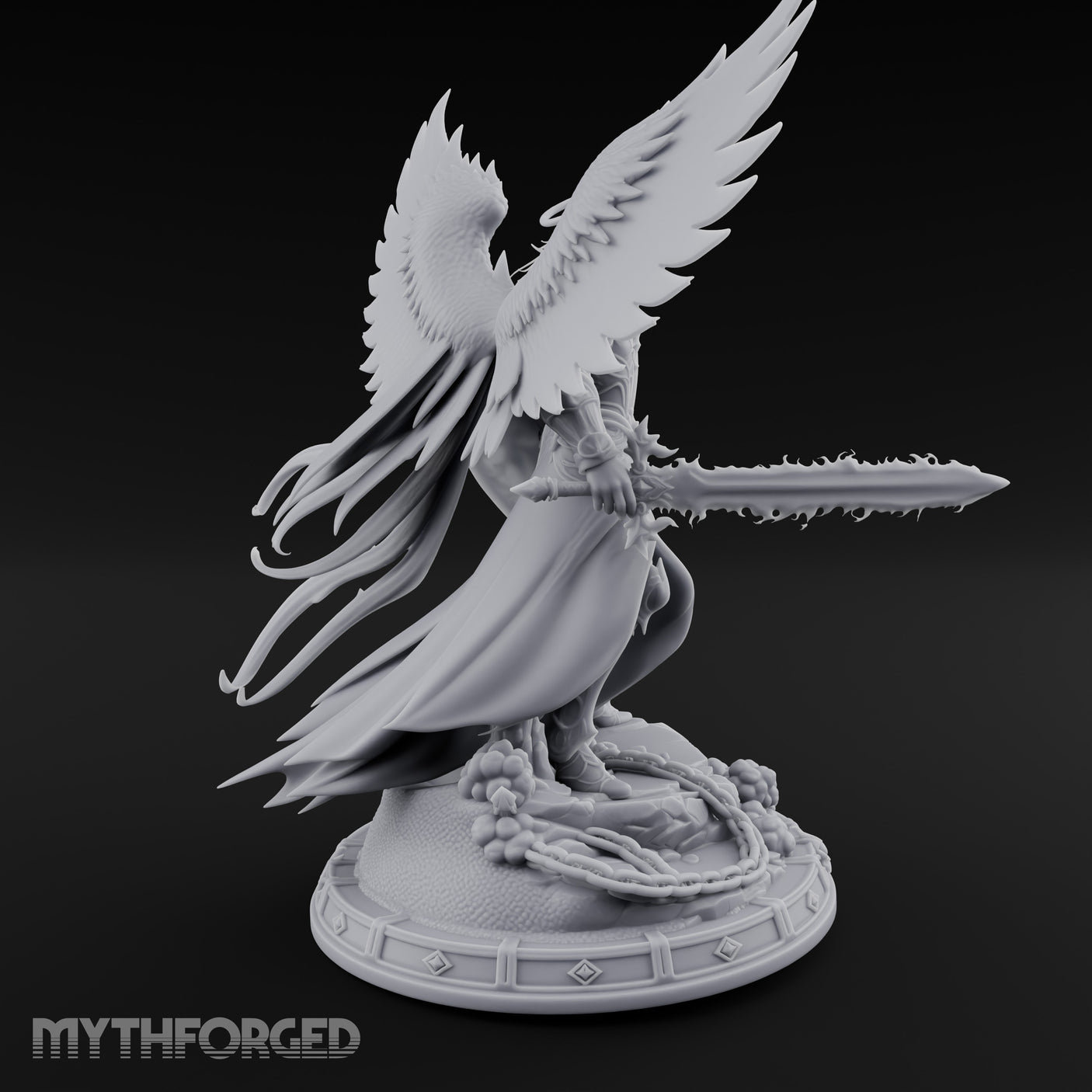 Sword And Shield Bearing Angel Warrior Miniature for Dungeons and Dragons, Pathfinder or other TTRPGs